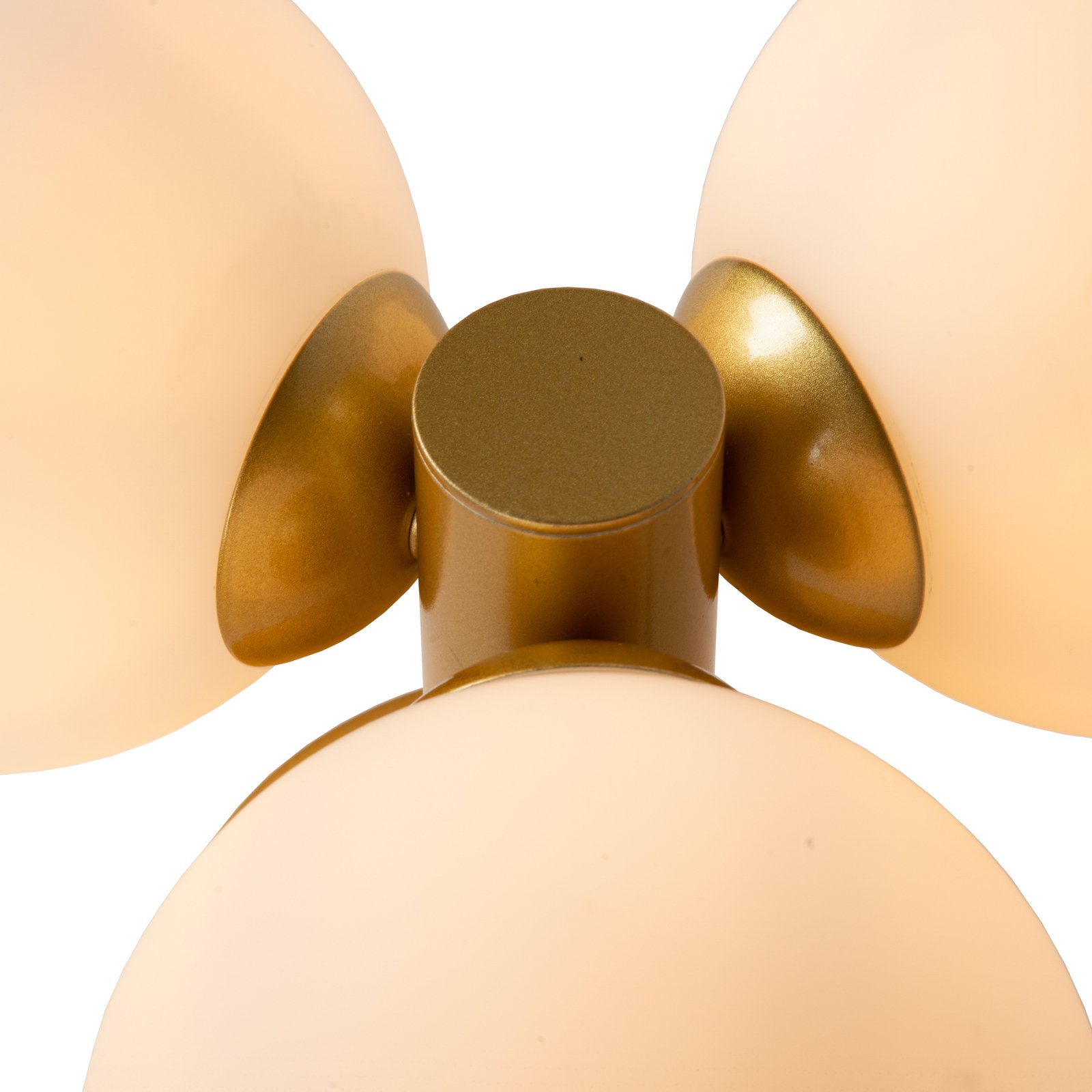 Badkamer-plafondlamp Trudy, 3-lamps mat goud/opaal