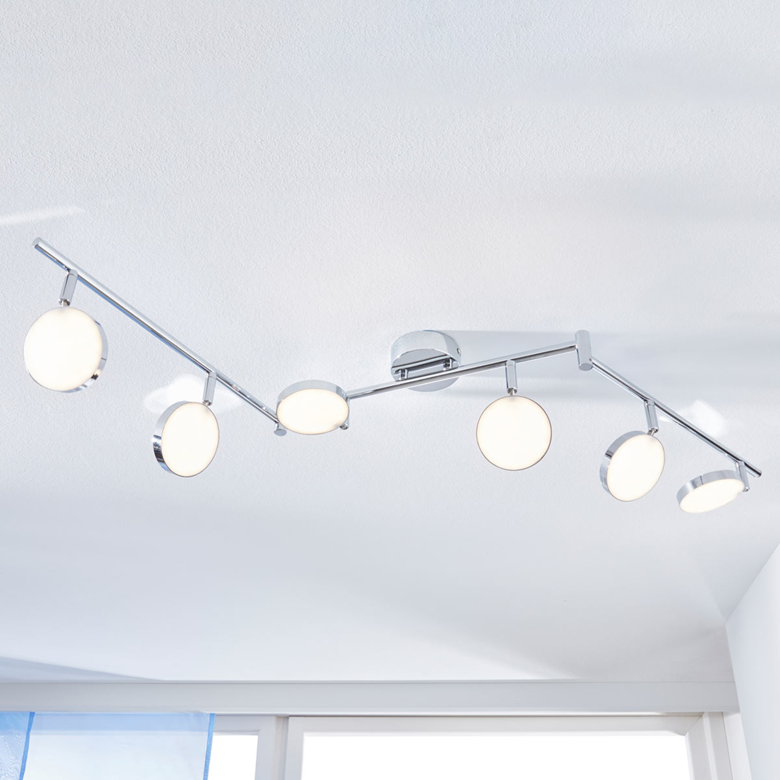 Lindby LED-takspot Keylan, 6 lyskilder - moderne spotter i tak - takspot Stue / spisestue - metall, plast