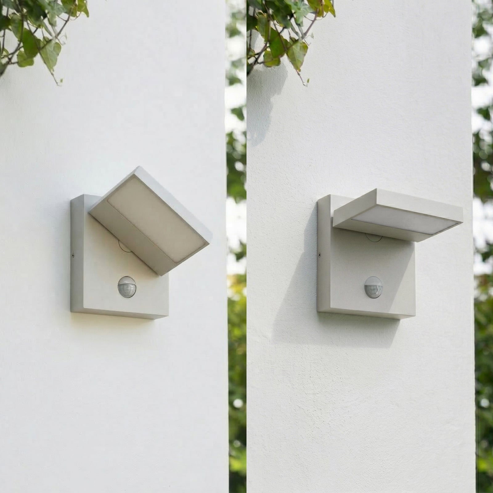 Silvan LED-Außenwandlampe, Sensor, IP54, steingrau - Lucande