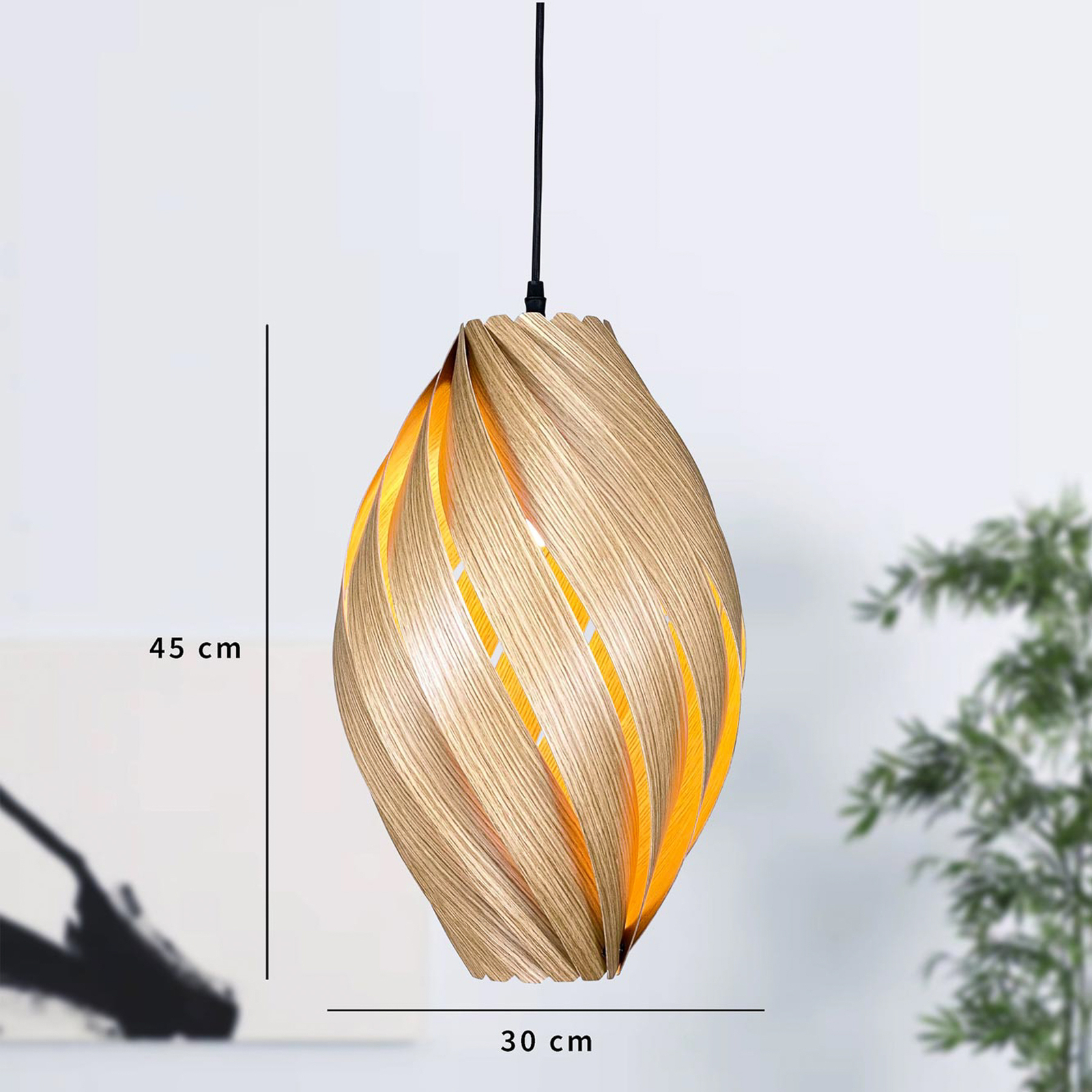 Gofurnit Ardere pendant light, oak, height 45 cm