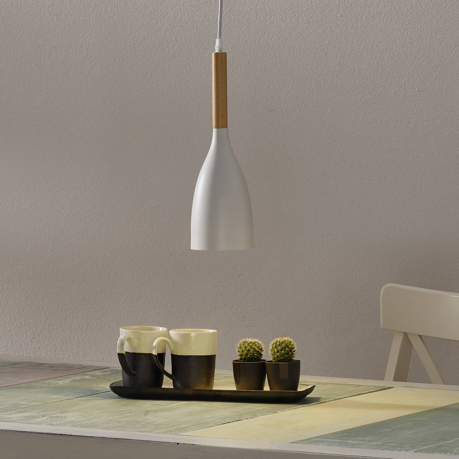 ideallux suspension manhattan avec finition bois, blanche