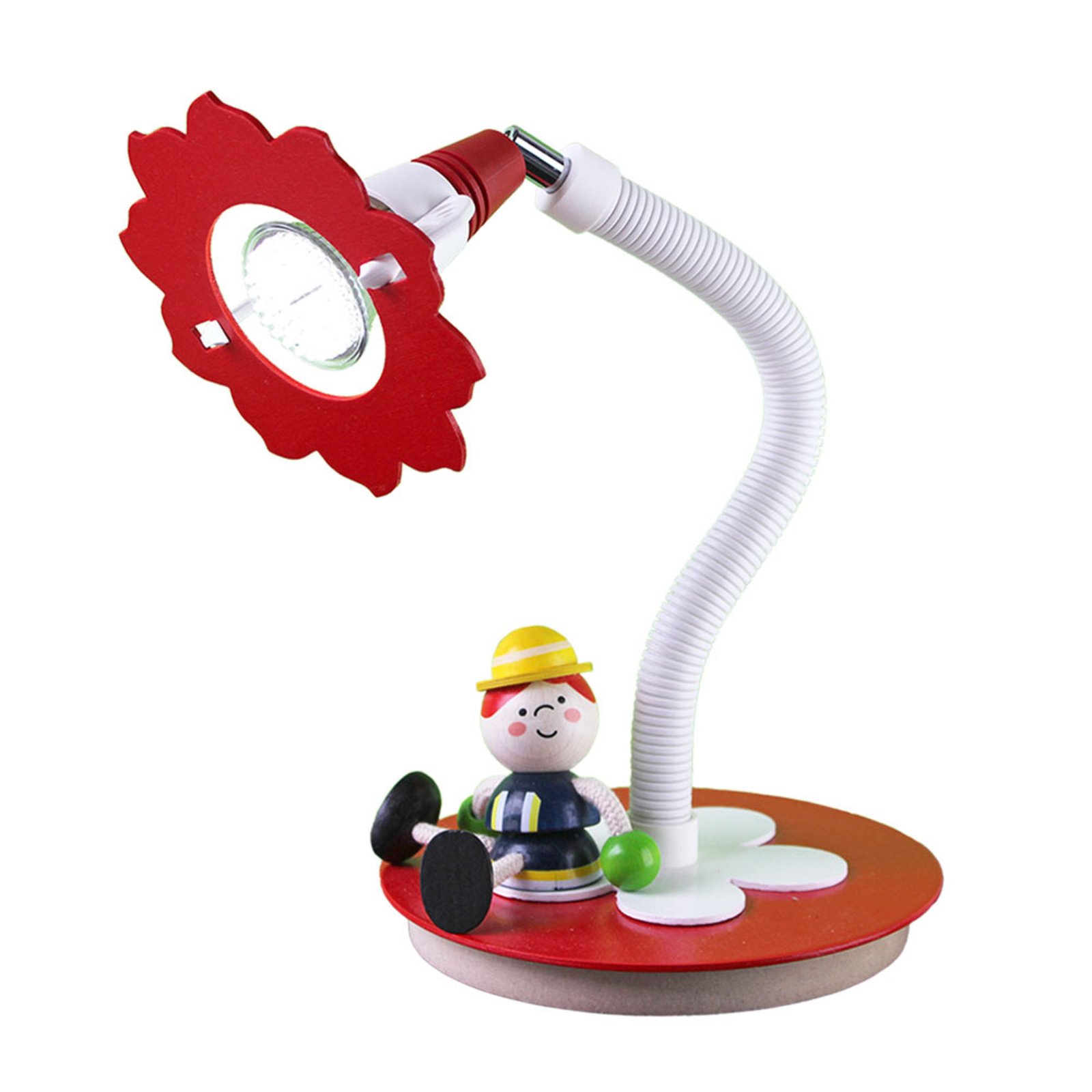 Namizna svetilka LED Fireman Fred, rdeča in bela