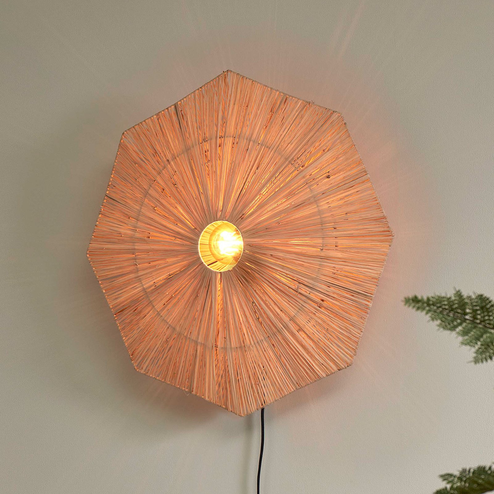 GOOD & MOJO Panama wall light, natural, Ø 65 cm, plug