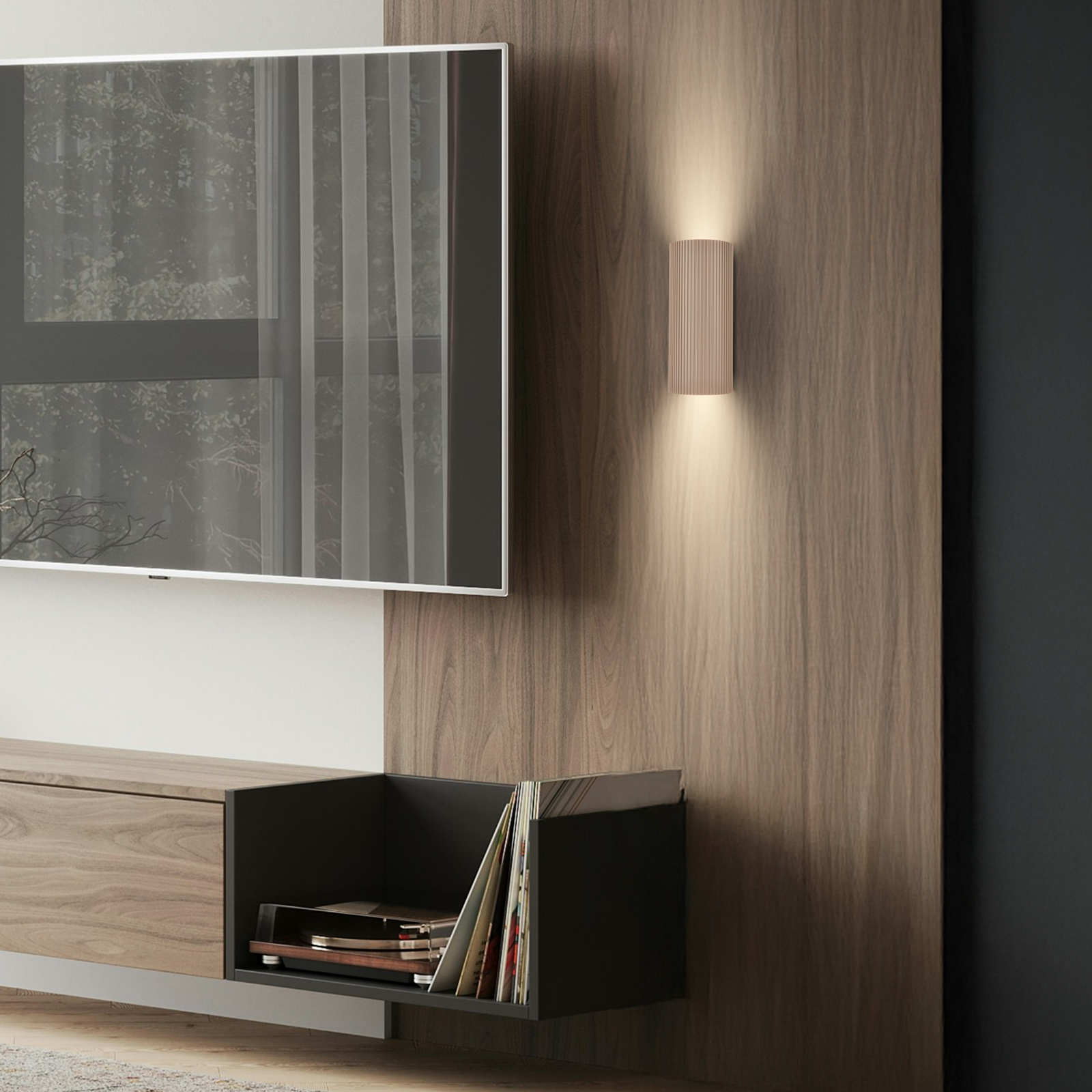 Aplique de pared Ida, beige, plástico, Ø 8,5 cm, GU10
