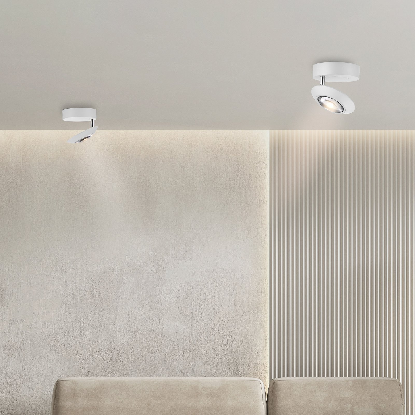 PURE LED таванска лампа Oculis, бяла, Ø 15 cm, желязо/стъкло