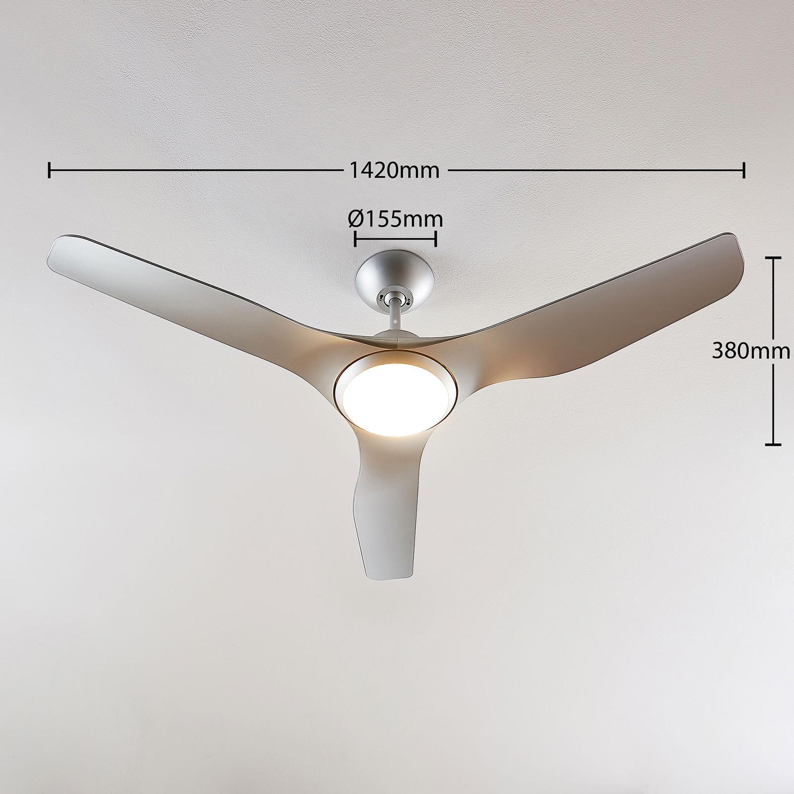 Starluna Pira LED ventilátor 3 lapát ezüst
