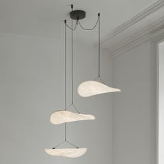 New Works LED rippvalgusti Tense, valge, Ø 152 cm, 3-valgusti