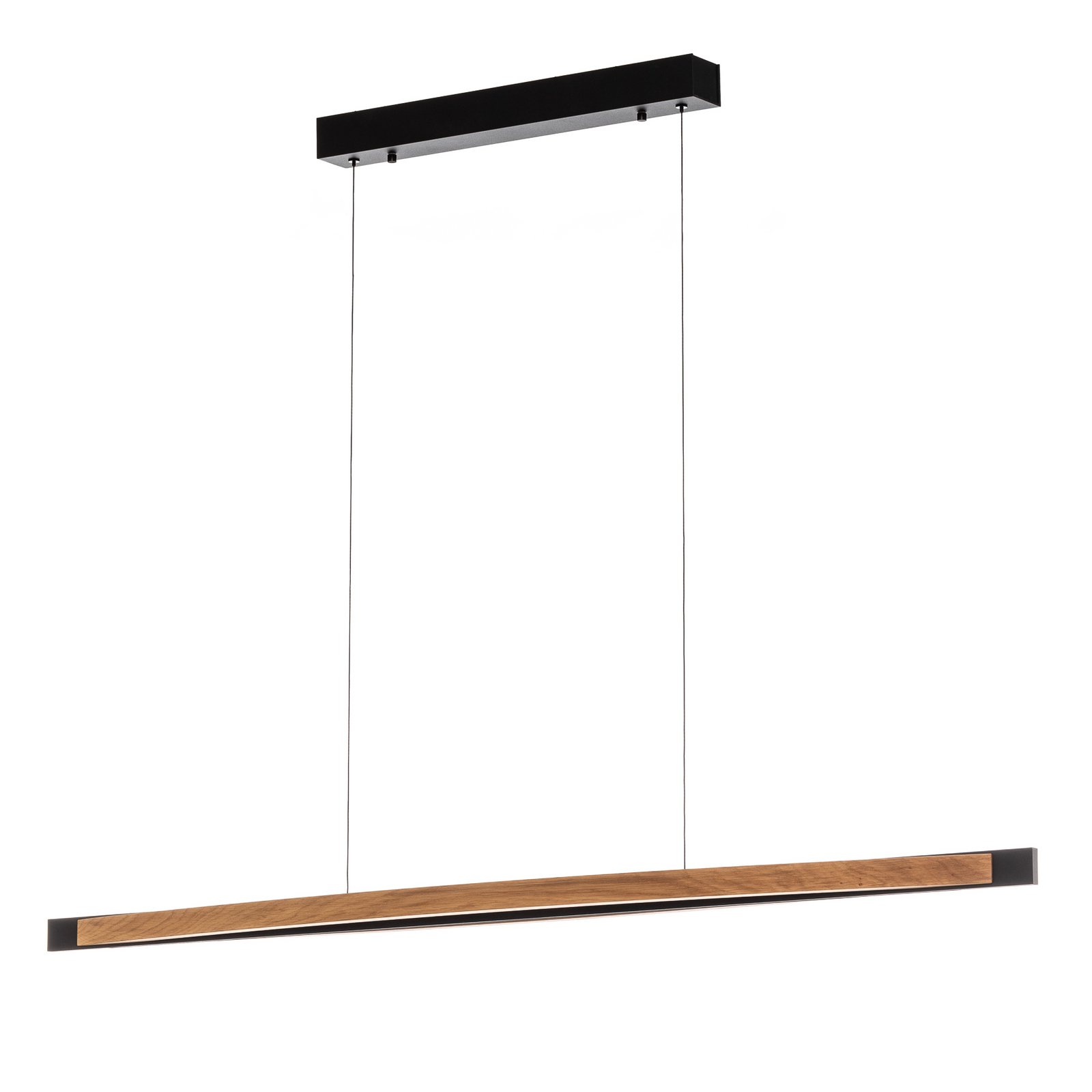 Quitani LED hanglamp Kiere, eiken/zwart, 118 cm