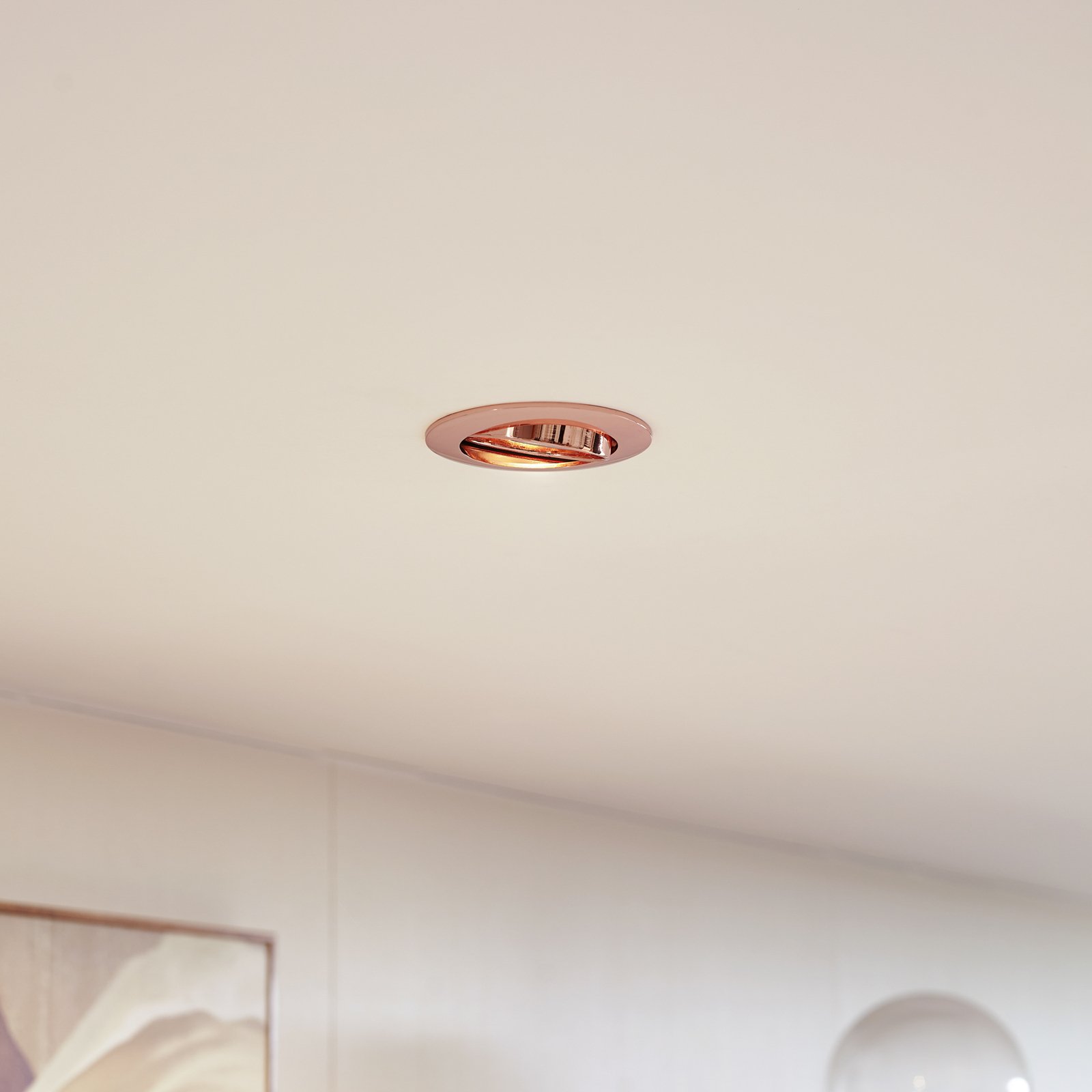 Prios recessed ceiling light Fibur, copper, aluminium, Ø 8.2 cm