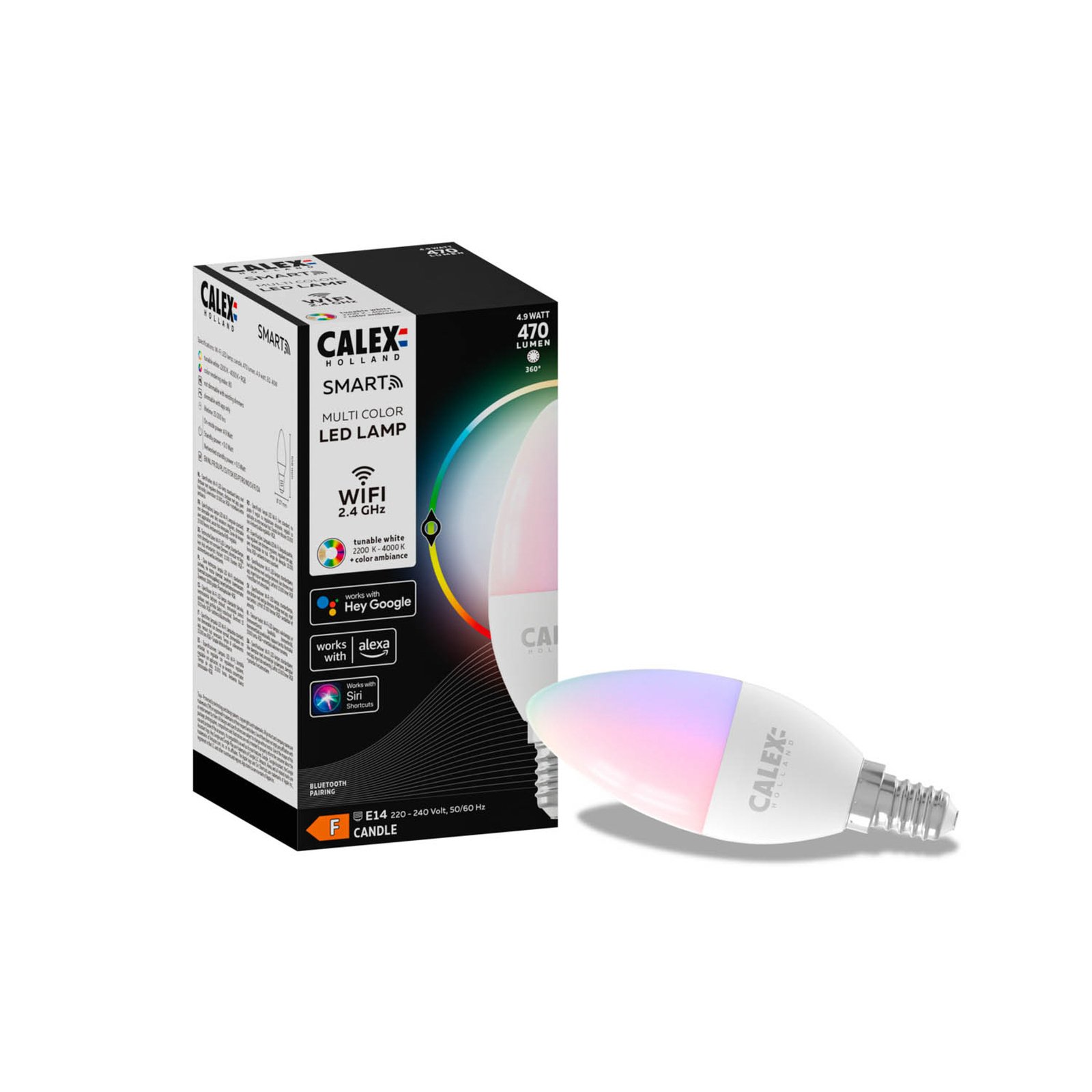 Calex smart bougie LED E14 B35 4,9 W CCT RVB