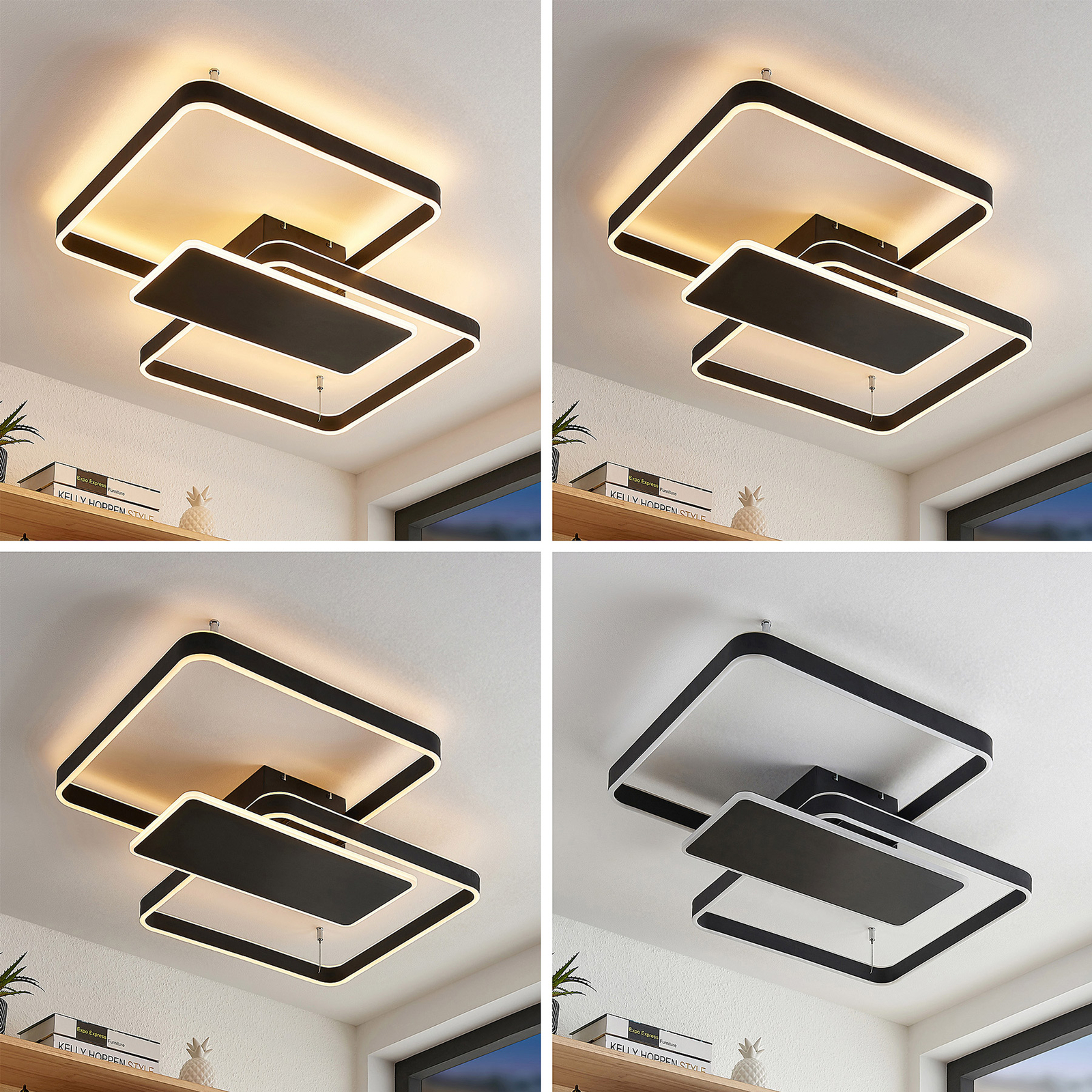 Lucande Kadira LED-taklampe, 80 cm, svart