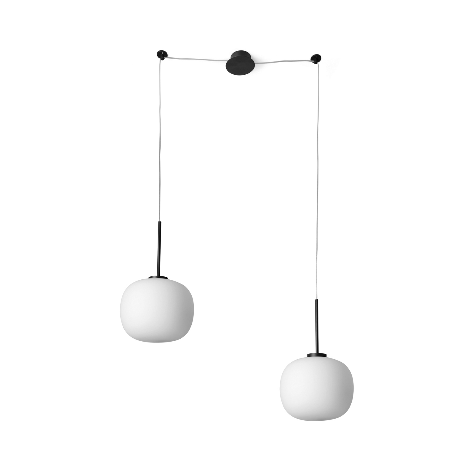 Bombo hanglamp, 2-lamps, wit, glas, gedecentraliseerd