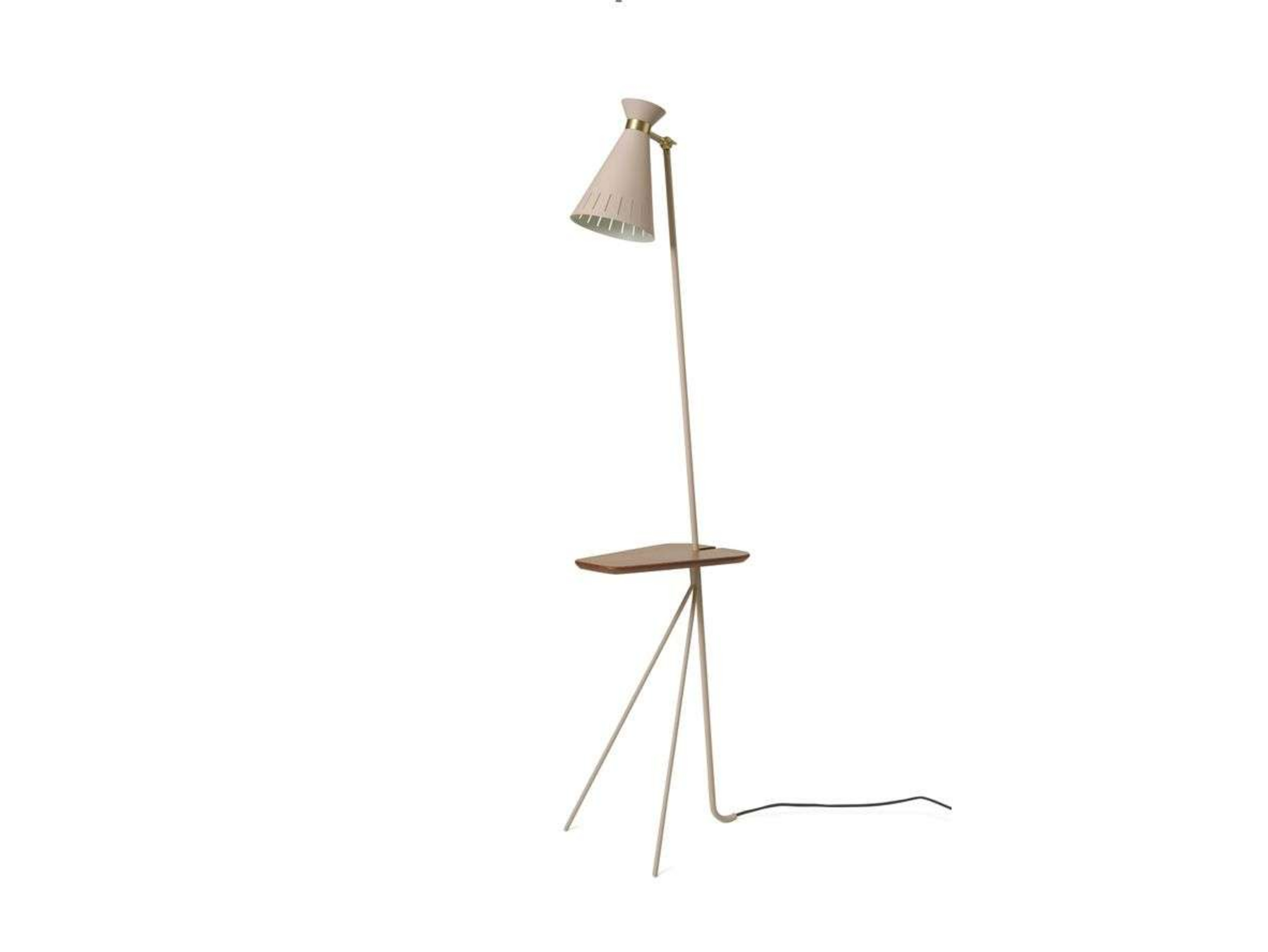 Lampadaire Cone avec table, cachemire/teck, 144 cm - Warm Nordic