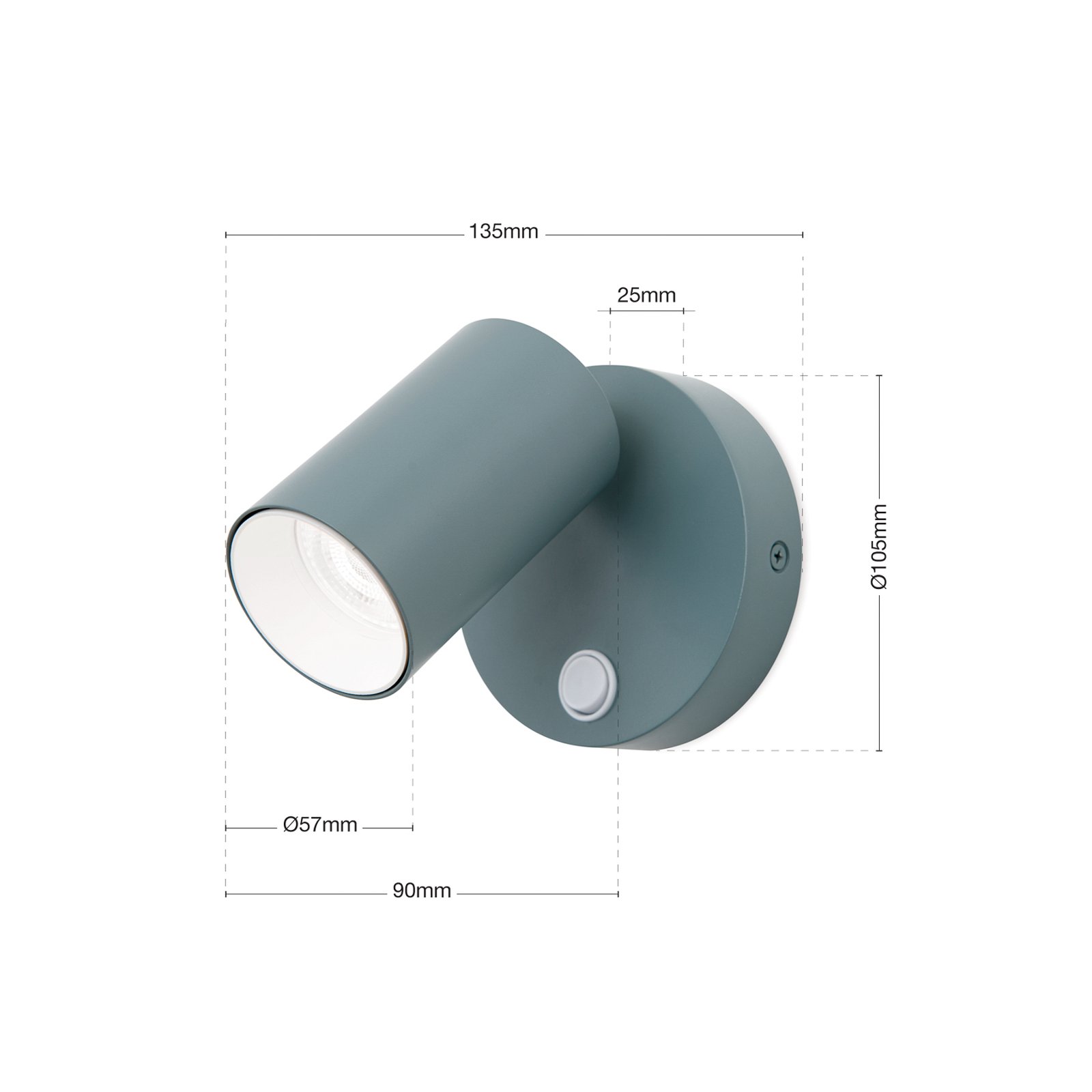 Penn foco de pared, verde claro, Ø 10,5 cm, acero/aluminio