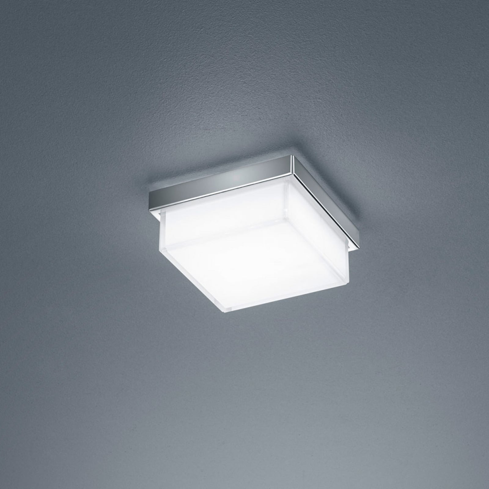 Helestra Cosi LED ceiling light chrome 11 x cm, for Hallway, metal, glass, 5 W, energy efficiency: A+, L: 11 cm, W: 11 cm, H: 5 cm