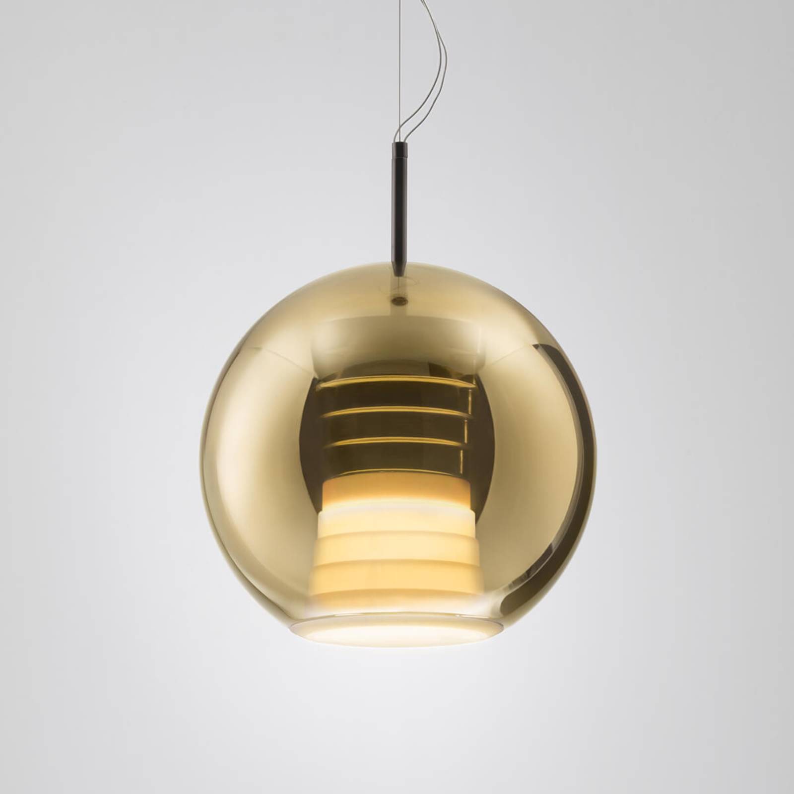 Suspension LED en verre Beluga Royal, dorée