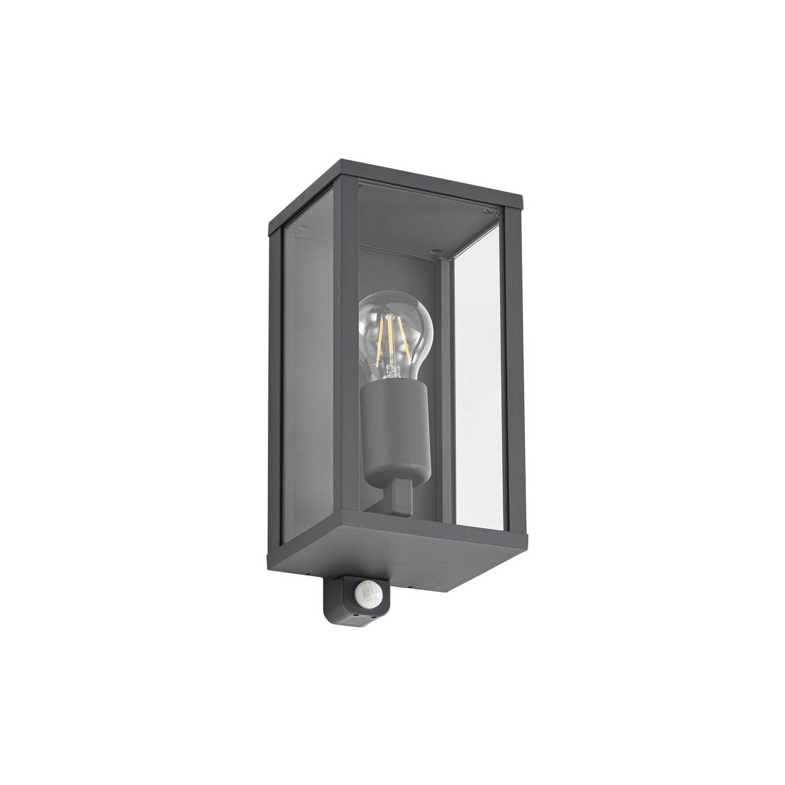 Lindby Außenwandlampe Peldar, anthrazit/klar, 26 cm, Sensor