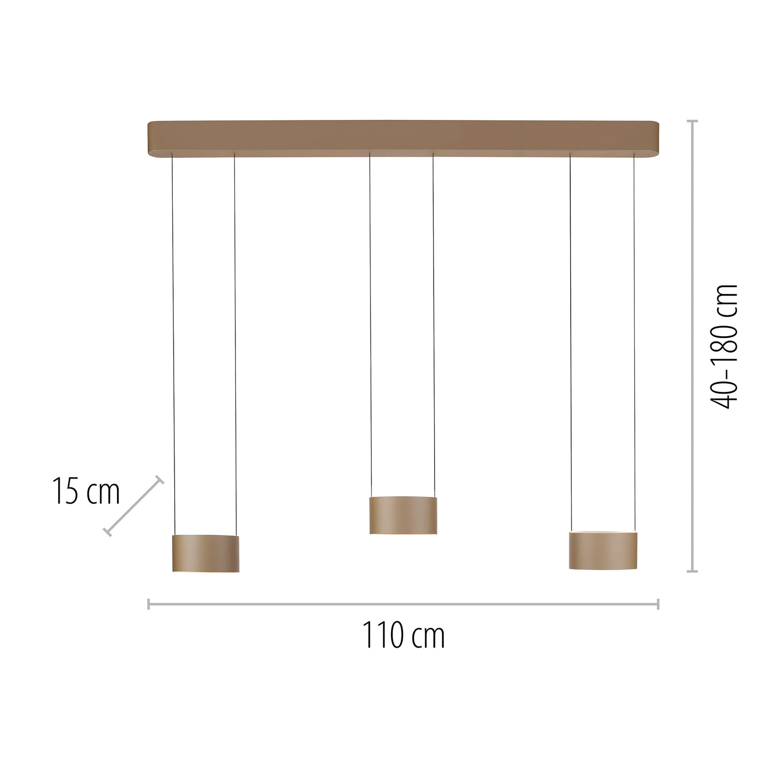 PURE LED-Hängelampe Clipse, bronze, Länge 110 cm, CTT, 6-flg