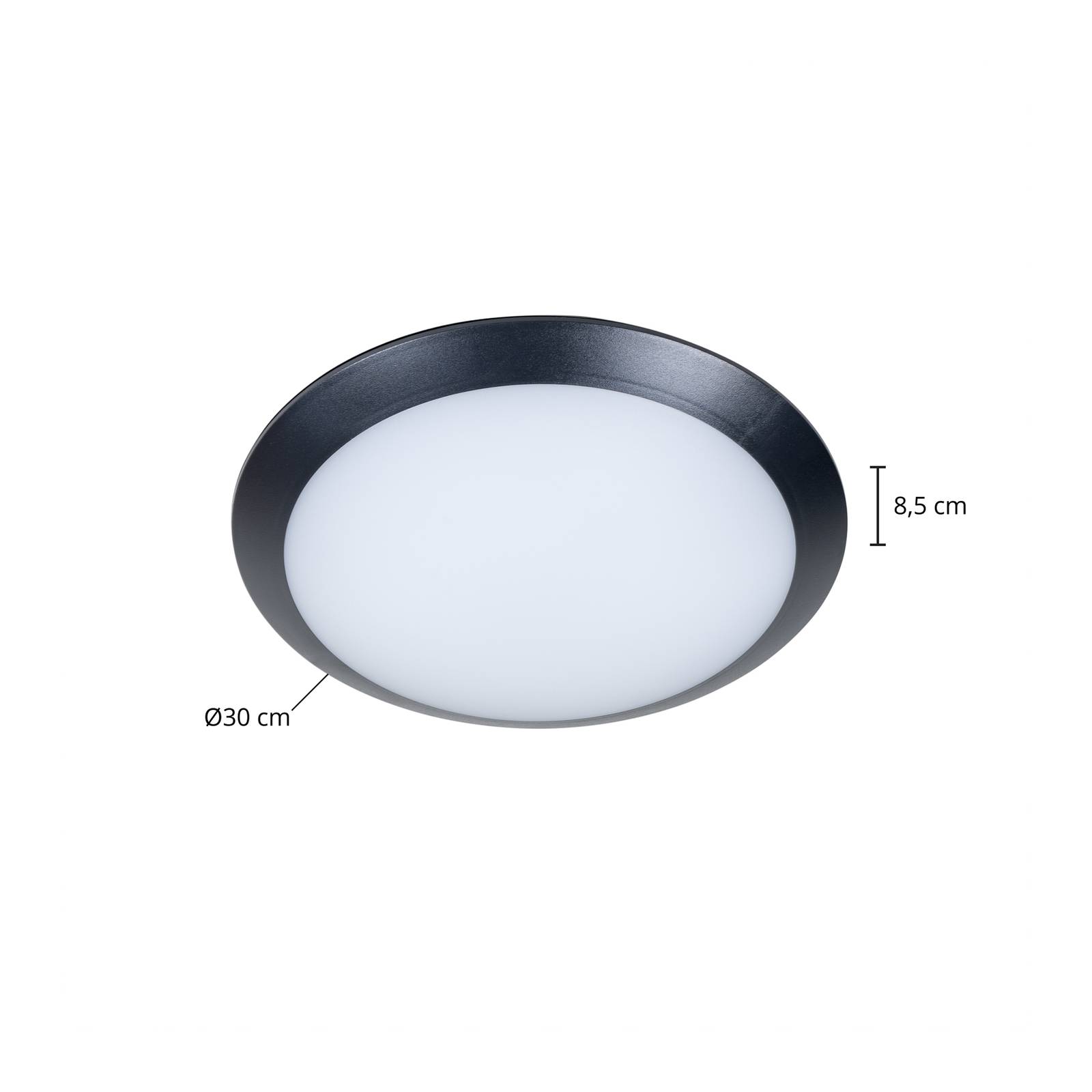 Lampa sufitowa zewnętrzna LED Lindby Naira, szary, czujnik, 30 cm, IP65