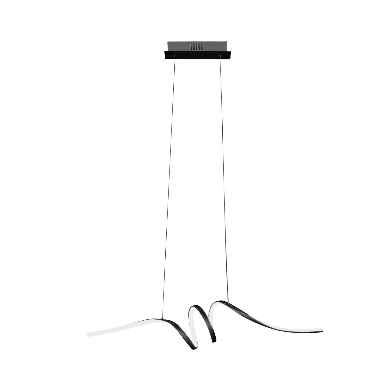 LED pendant light Loop, metal, black chrome, 4,000 K
