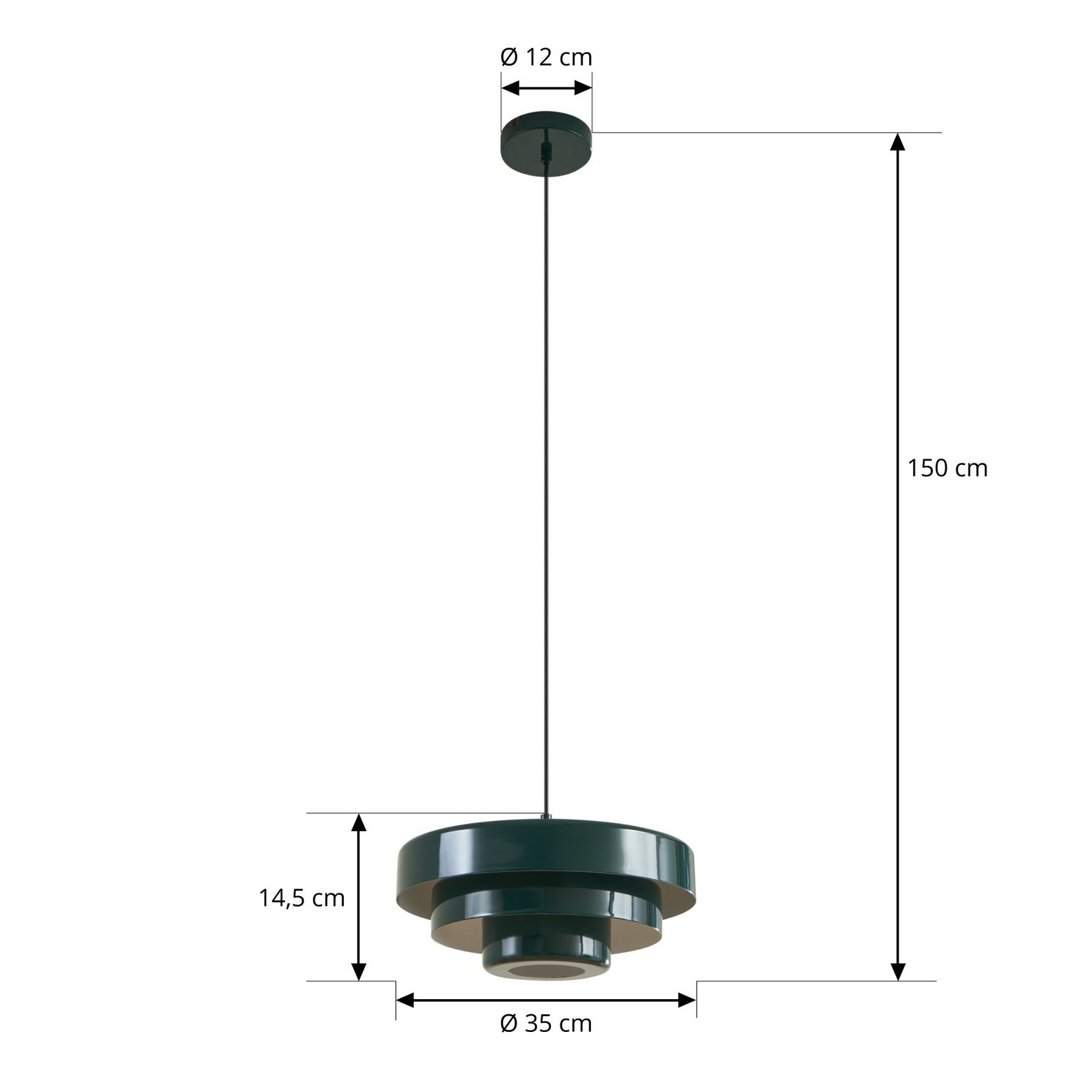 Lindby piekaramā lampa Tivra, zaļa, Ø 35 cm, metāls, E27