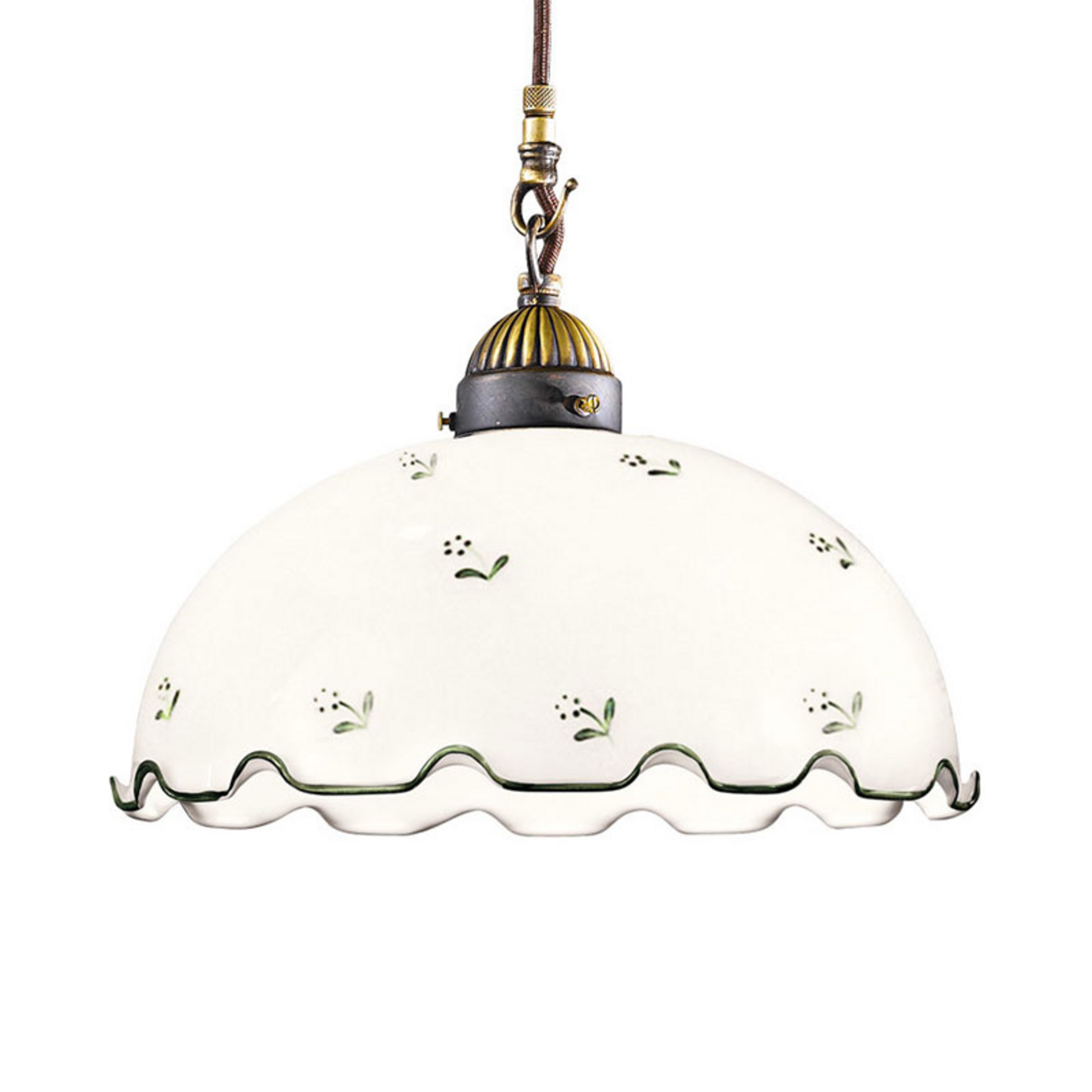 Suspension Nonna à fleurs Ø 30 cm à 1 lampe verte