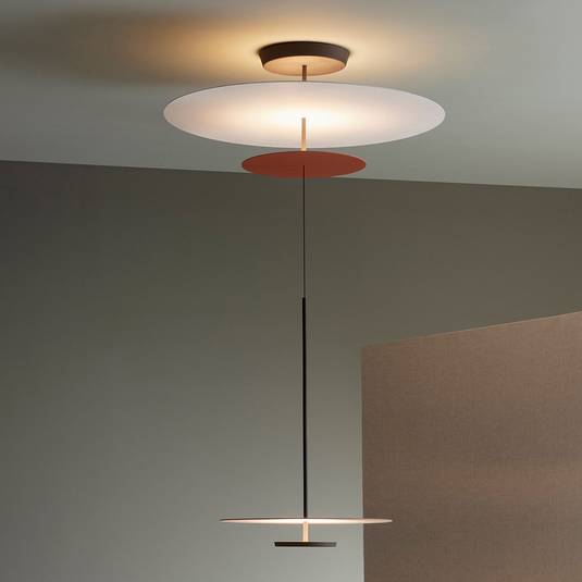 Vibia Flat LED-Hängelampe 3-flg. Ø 90cm terracotta