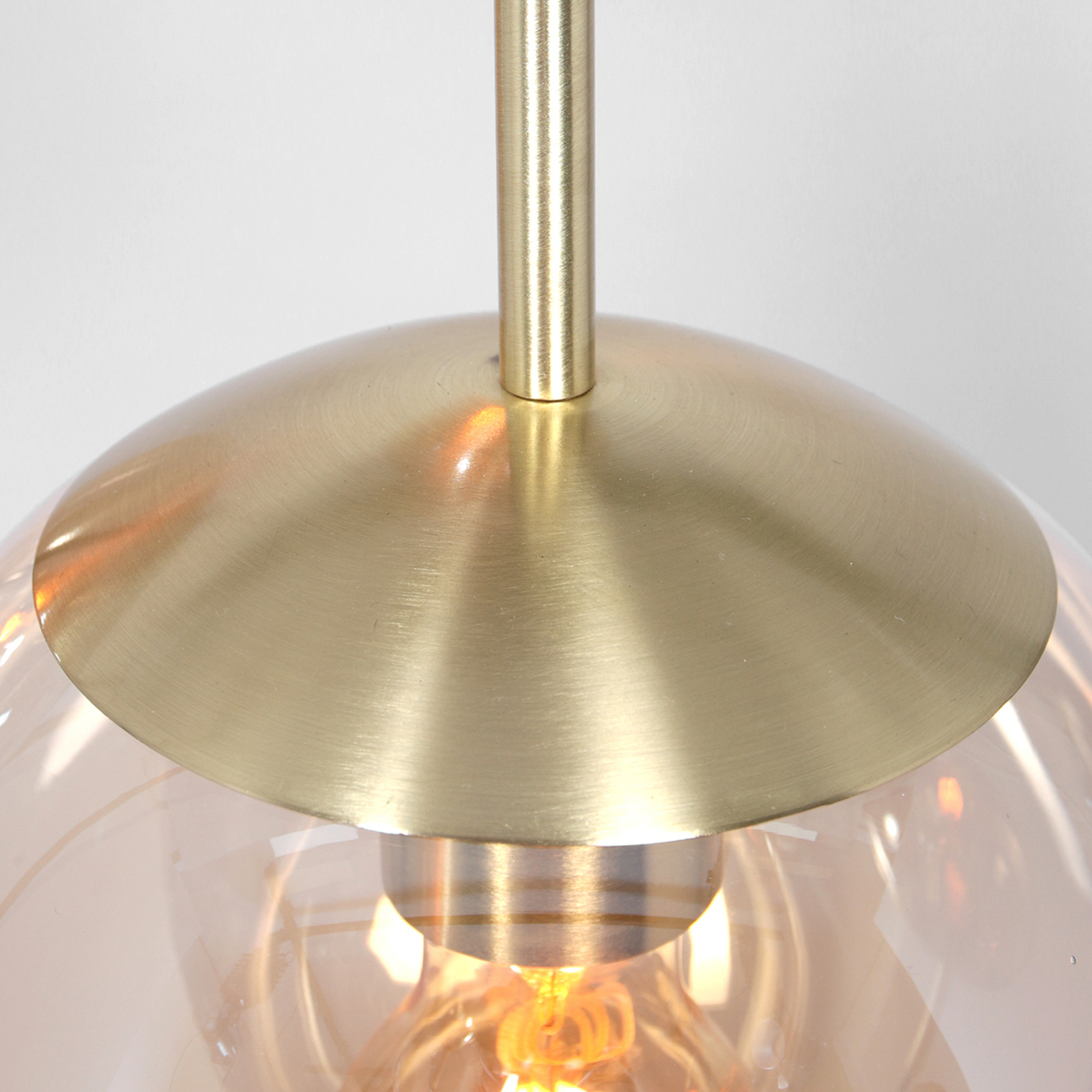 Glazen hanglamp glasbol, messing, 5-lamps