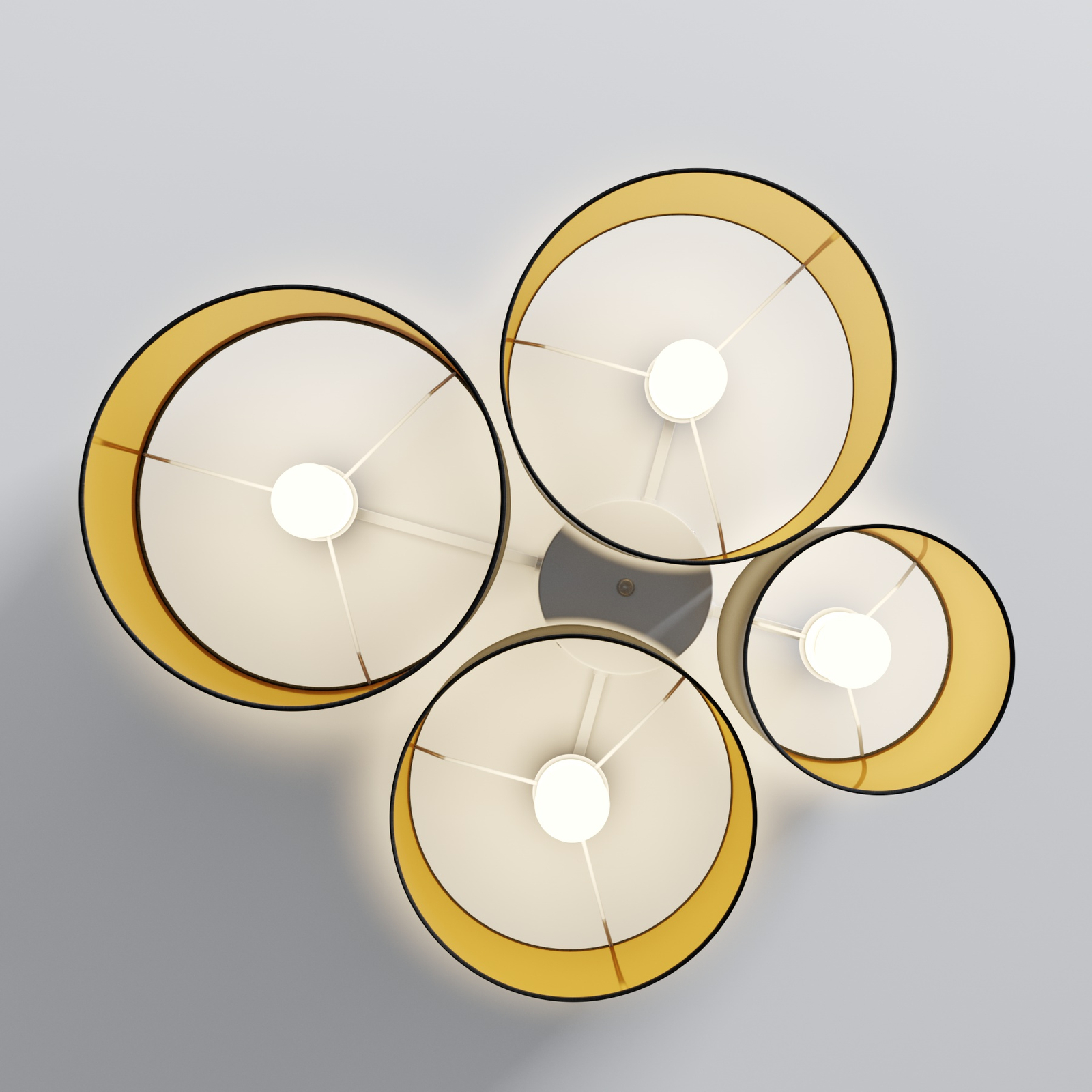 Lindby Laurenz plafondlamp, 4-lamps, zwart-goud