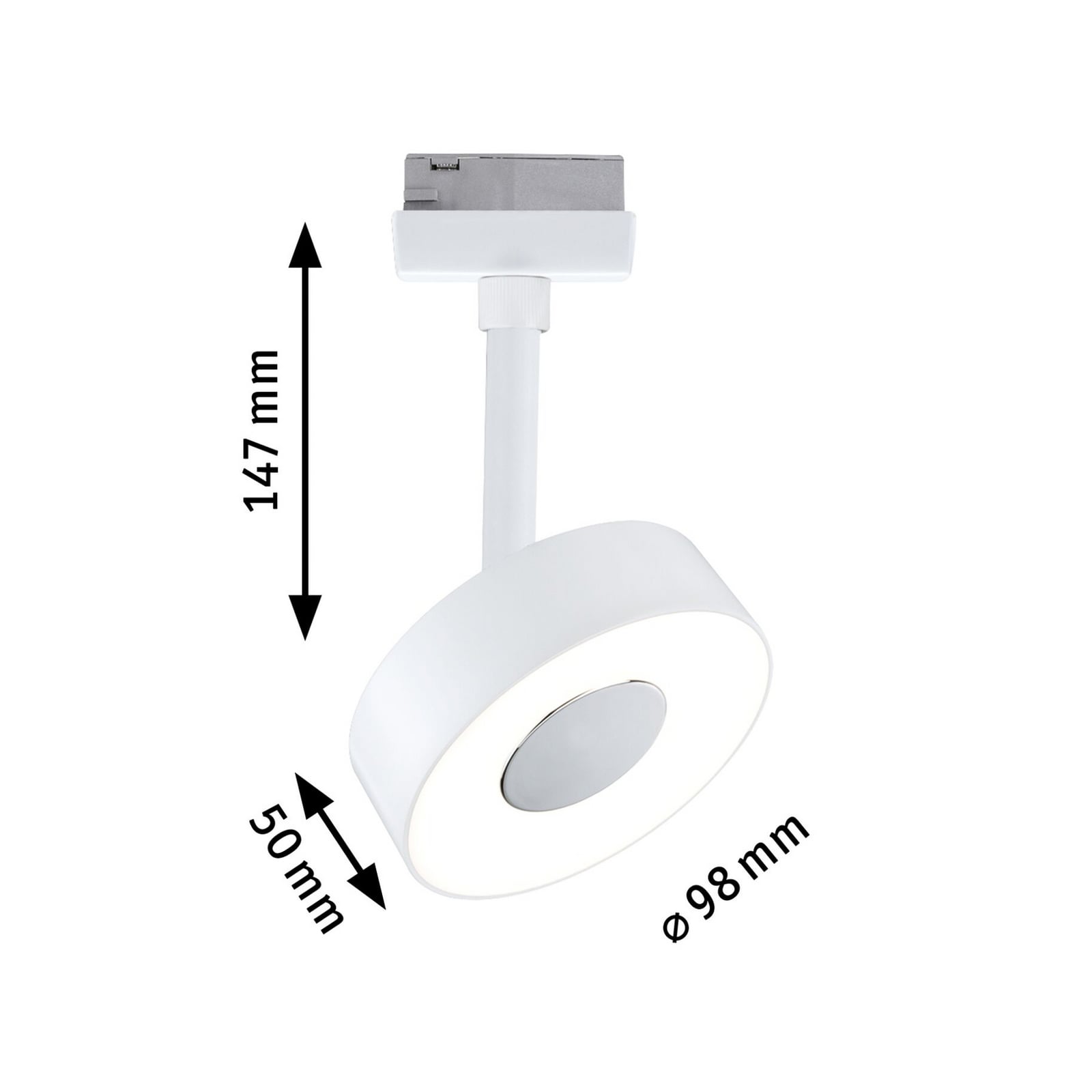 Paulmann URail Circle LED-Spot, 3 pakopų reguliavimas, 3000K, signalinė balta Paulmann URail Circle LED-Spot, 3 pakopų reguliavimas, 3000K, signalinė balta