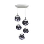 Lámpara colgante LED Melt Mini redonda de Tom Dixon, gris humo, 5 luces.