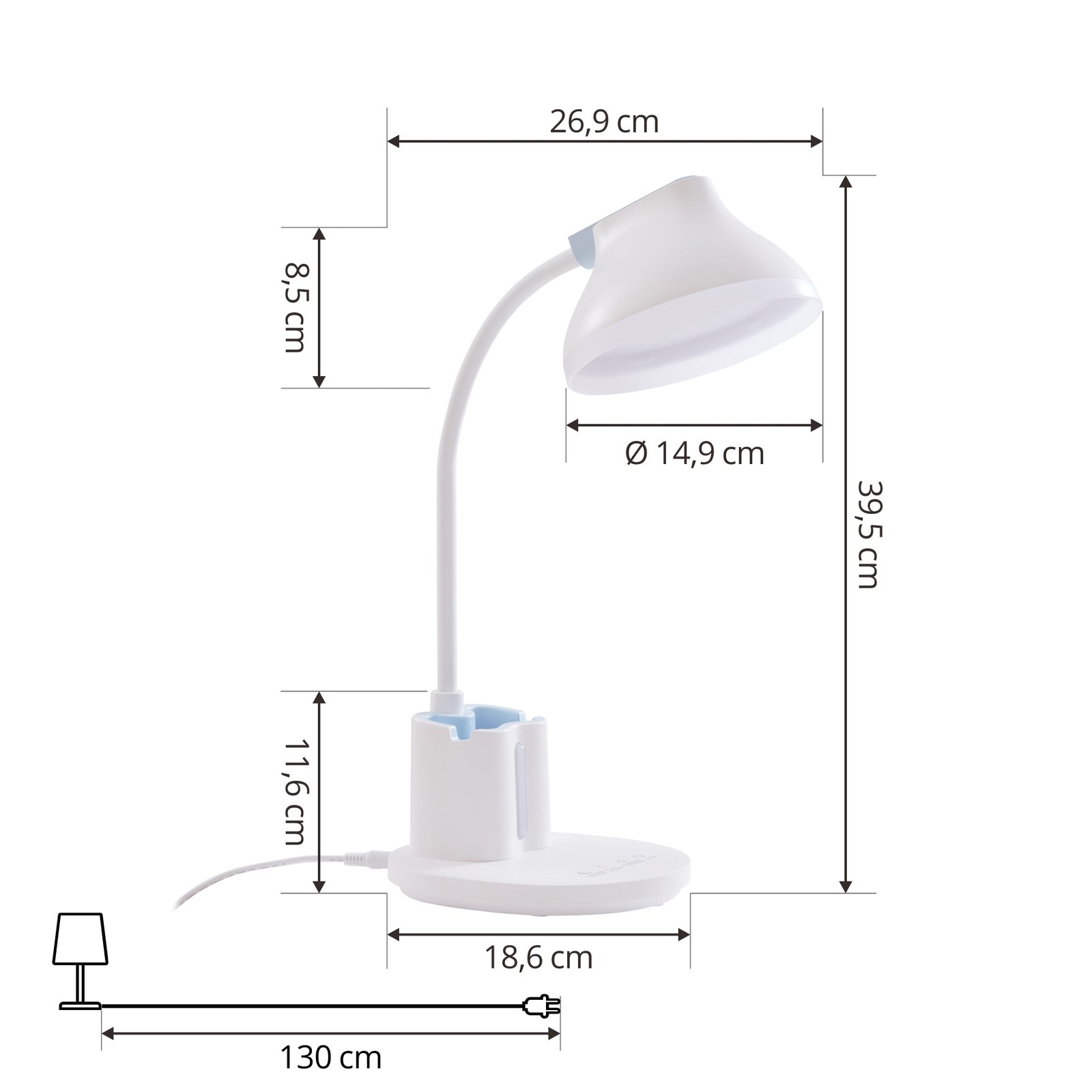 Stolní lampa LED Lindby Zephyra, CCT, 8W, bílá