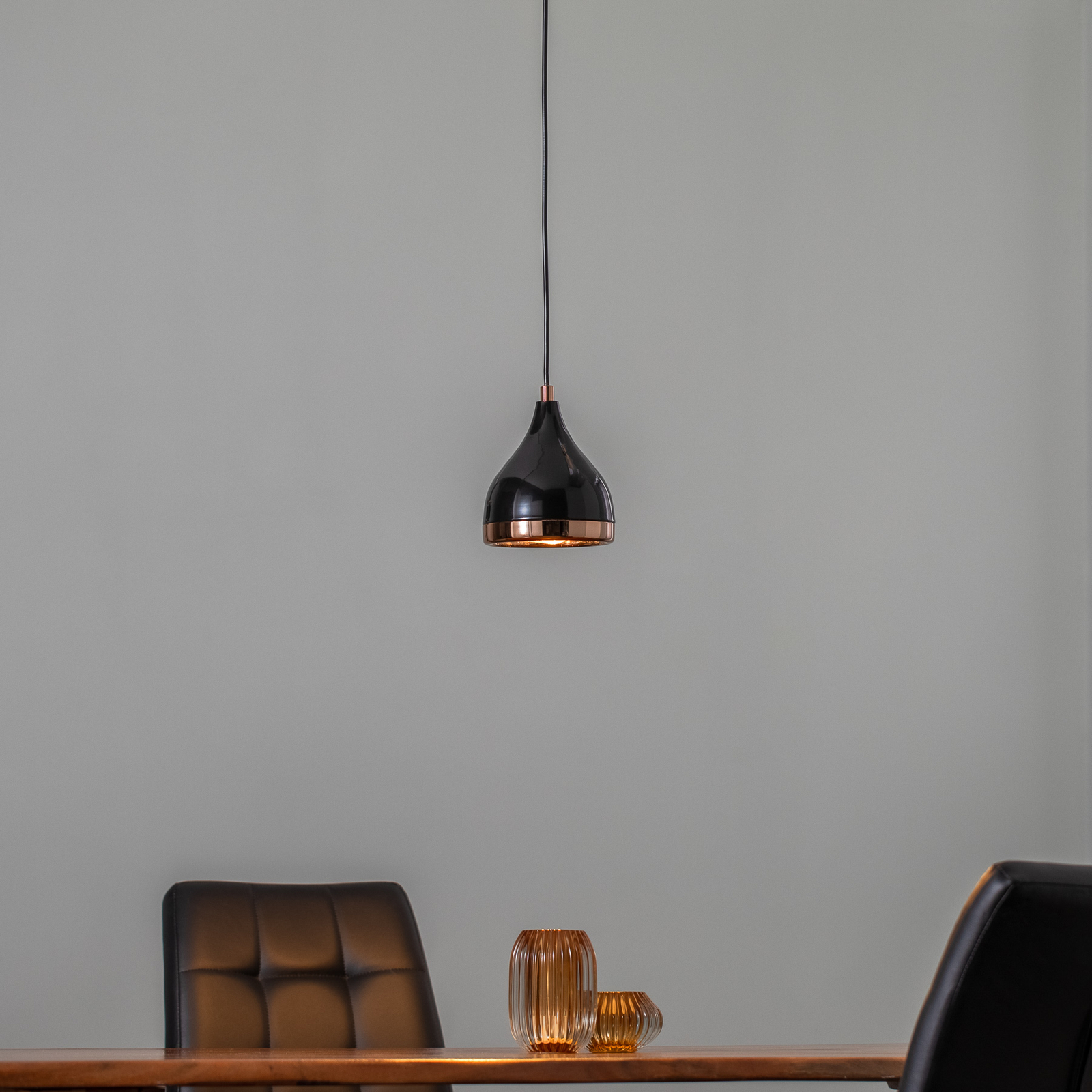 Pendant light Yildo 7000 1-bulb Ø15cm black/copper