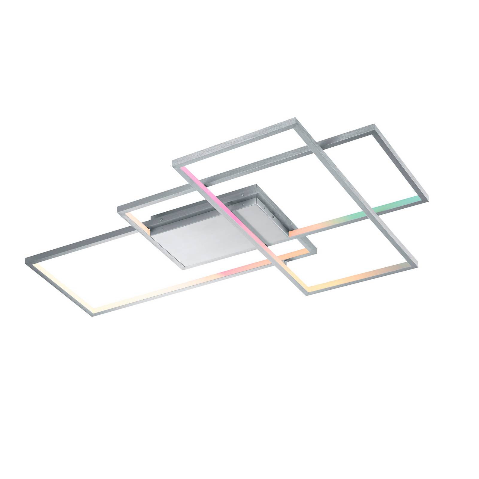 Lindby Charis plafoniera LED, WiZ, app RGBW, 40 W, per soggiorno / sala da pranzo, ferro, alluminio, plastica, 39 W, lunghezza: 114 cm, larghezza: 75 cm, altezza: 8.5 cm