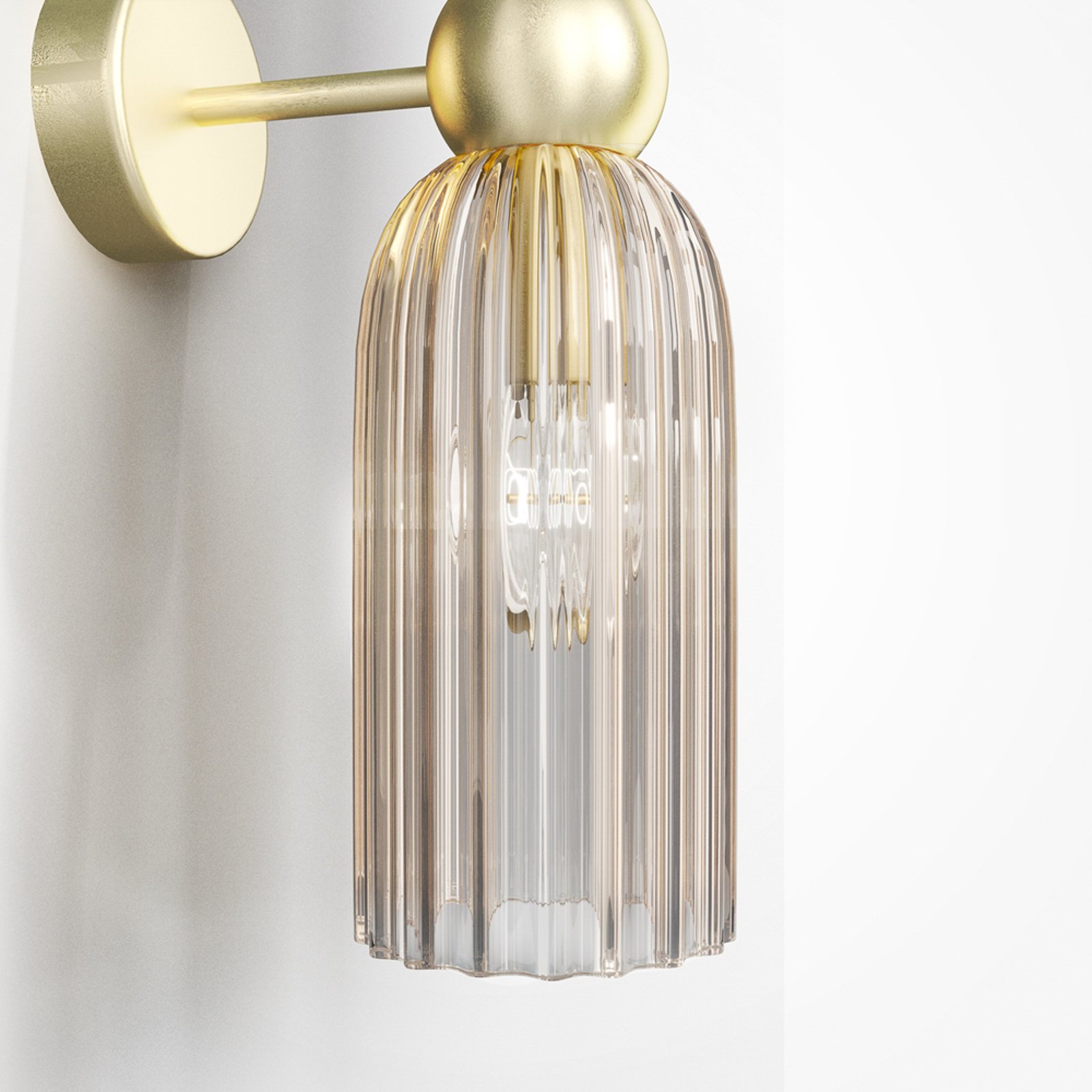 Maytoni wall light Antic, 2-bulb, gold/amber, glass