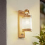 Lindby outdoor wall light Yrene, 20 cm, beige, sensor, ripple