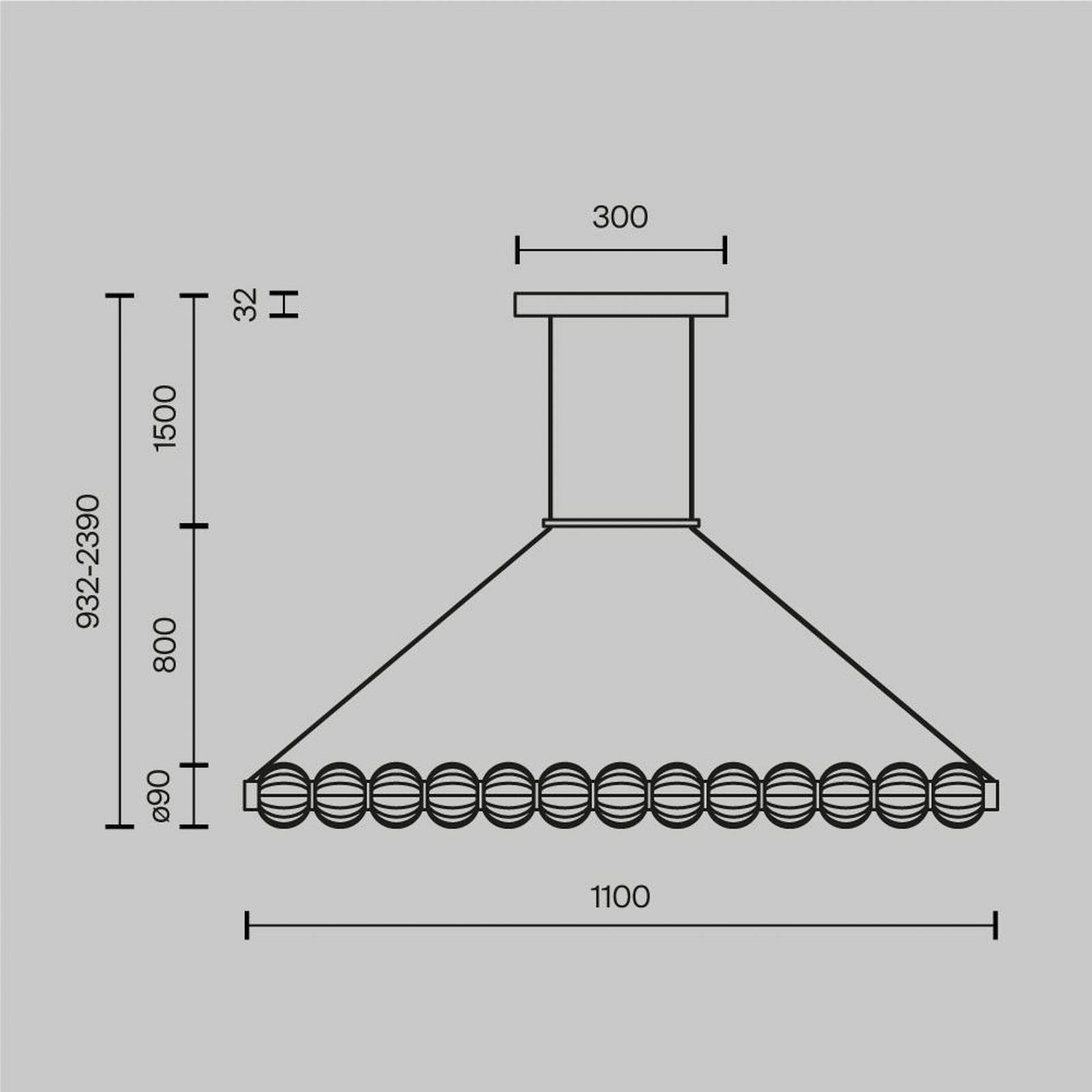 LED-Hängelampe AMULET, Länge 110 cm, goldfarben, Metall/Glas günstig online kaufen