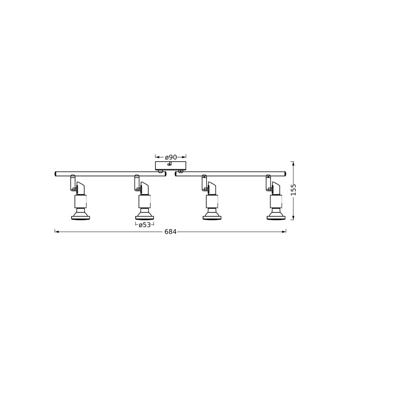 OSRAM Deckenstrahler, schwarz 4-flg. Metall GU10-LED 927 dim