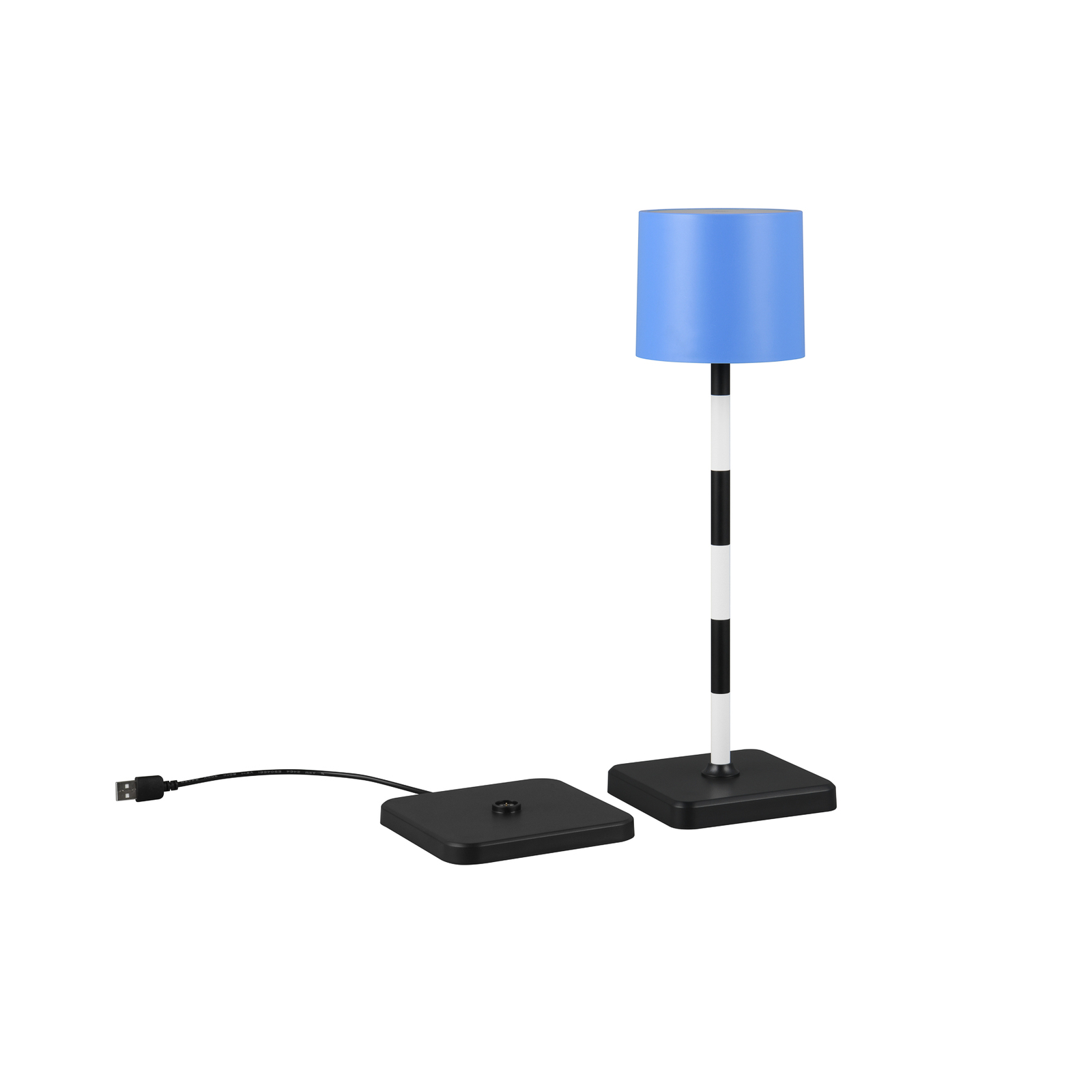 Lampe de table LED à accu Fernandez, bleue, IP54, CCT, intensité variable