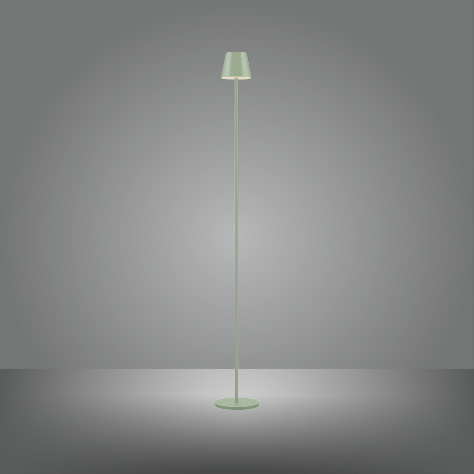JUST LIGHT. Lampe sur pied LED rechargeable Euria, vert, fer, IP54