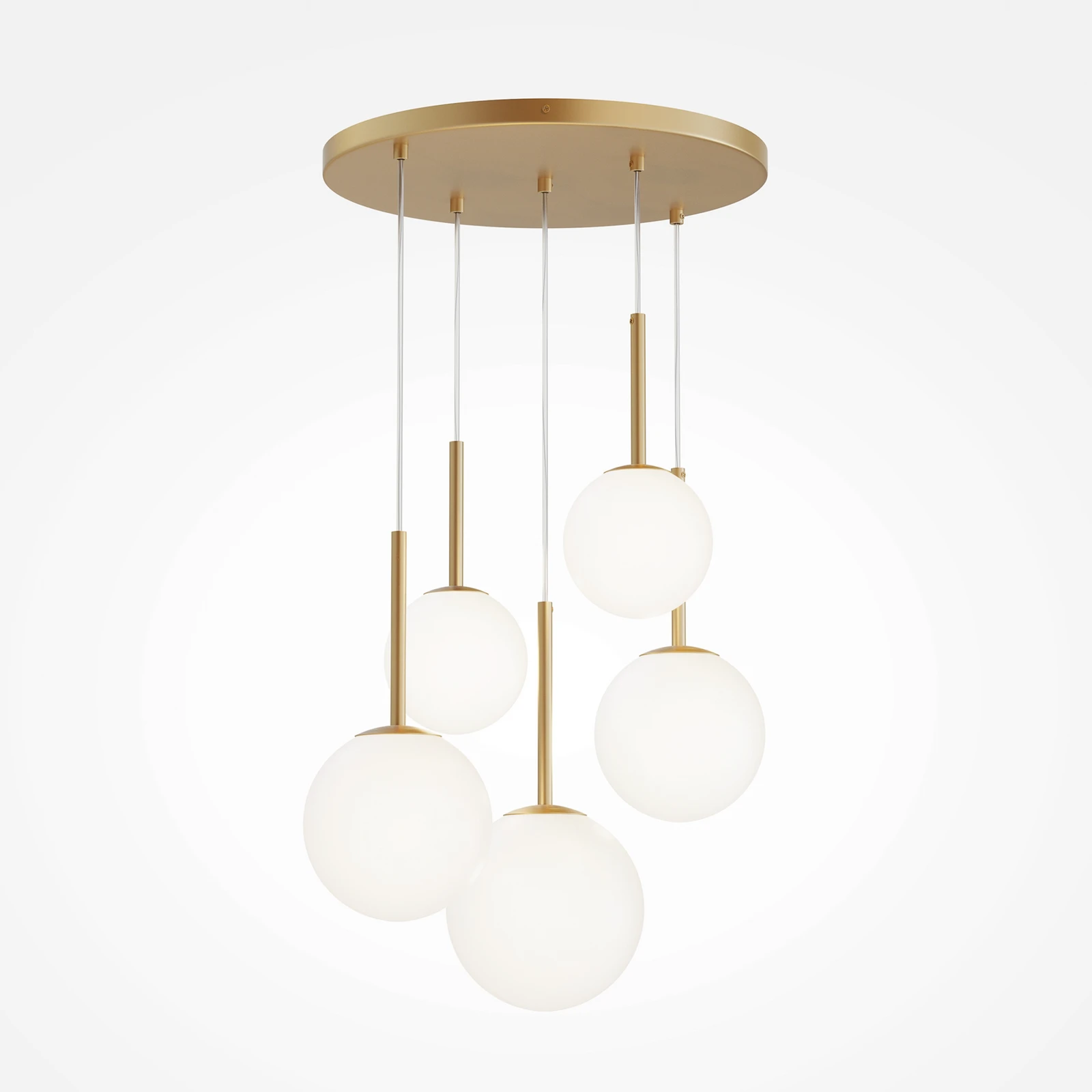 Závěsná lampa Maytoni Basic form, zlatá, Ø 58 cm 5 světel, sklo