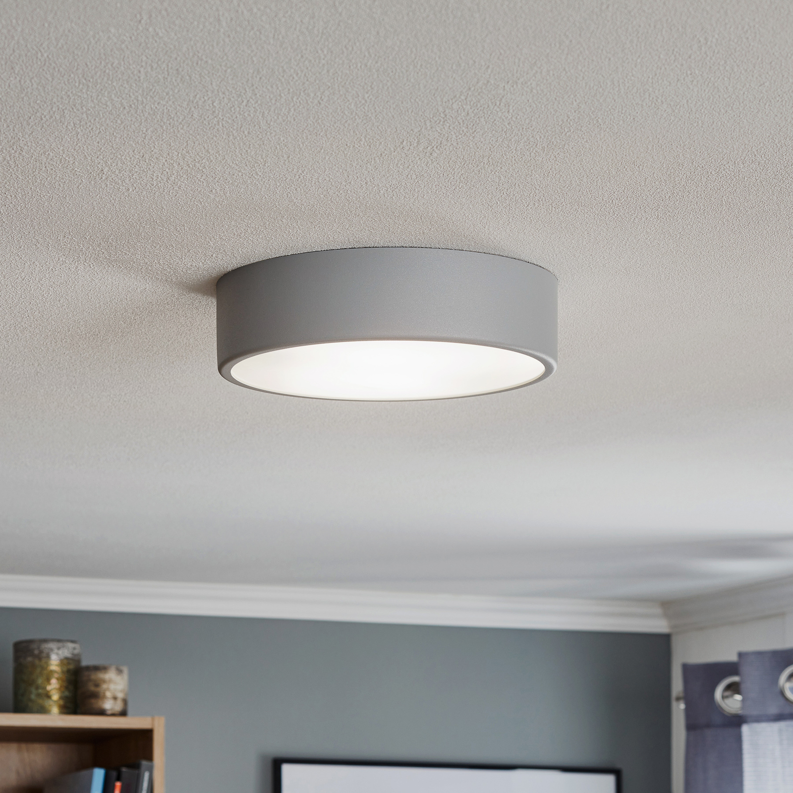 Cleo 300 ceiling light, sensor, Ø 30 cm grey