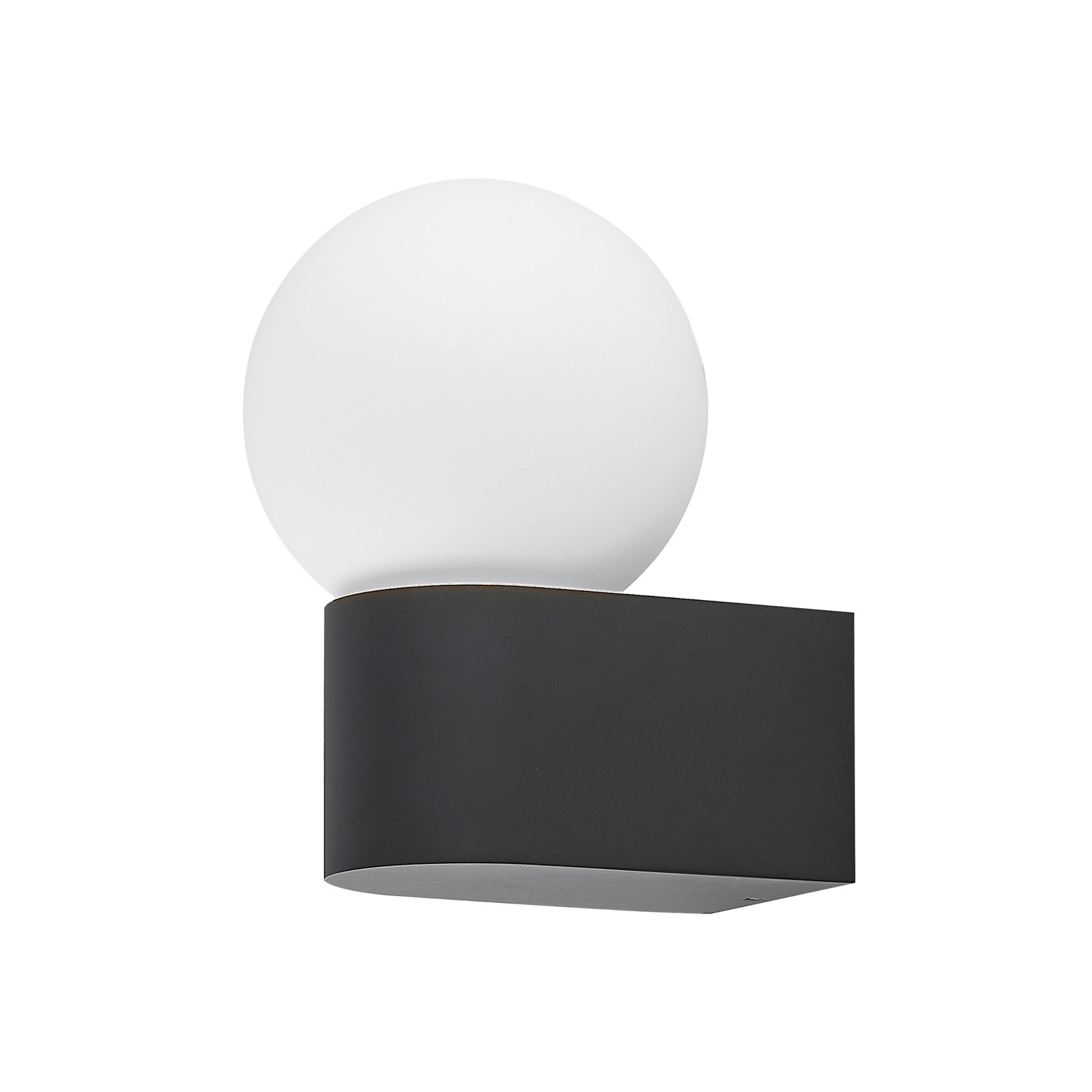 Molto Luce Lanu Round outdoor wall lamp, black, aluminium/glass