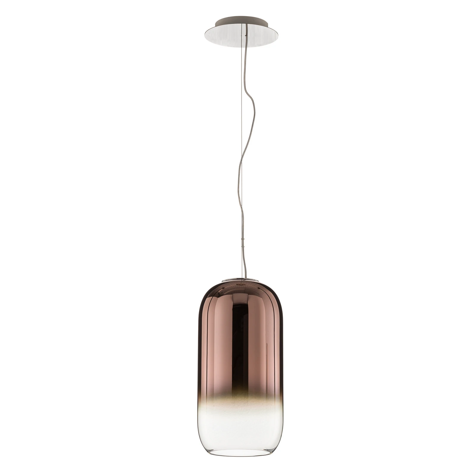 Artemide Gople glass pendant light, copper/silver