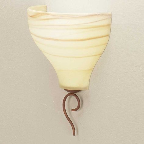 Wandleuchte Mattia - Wandfluter mit Glasschirm
