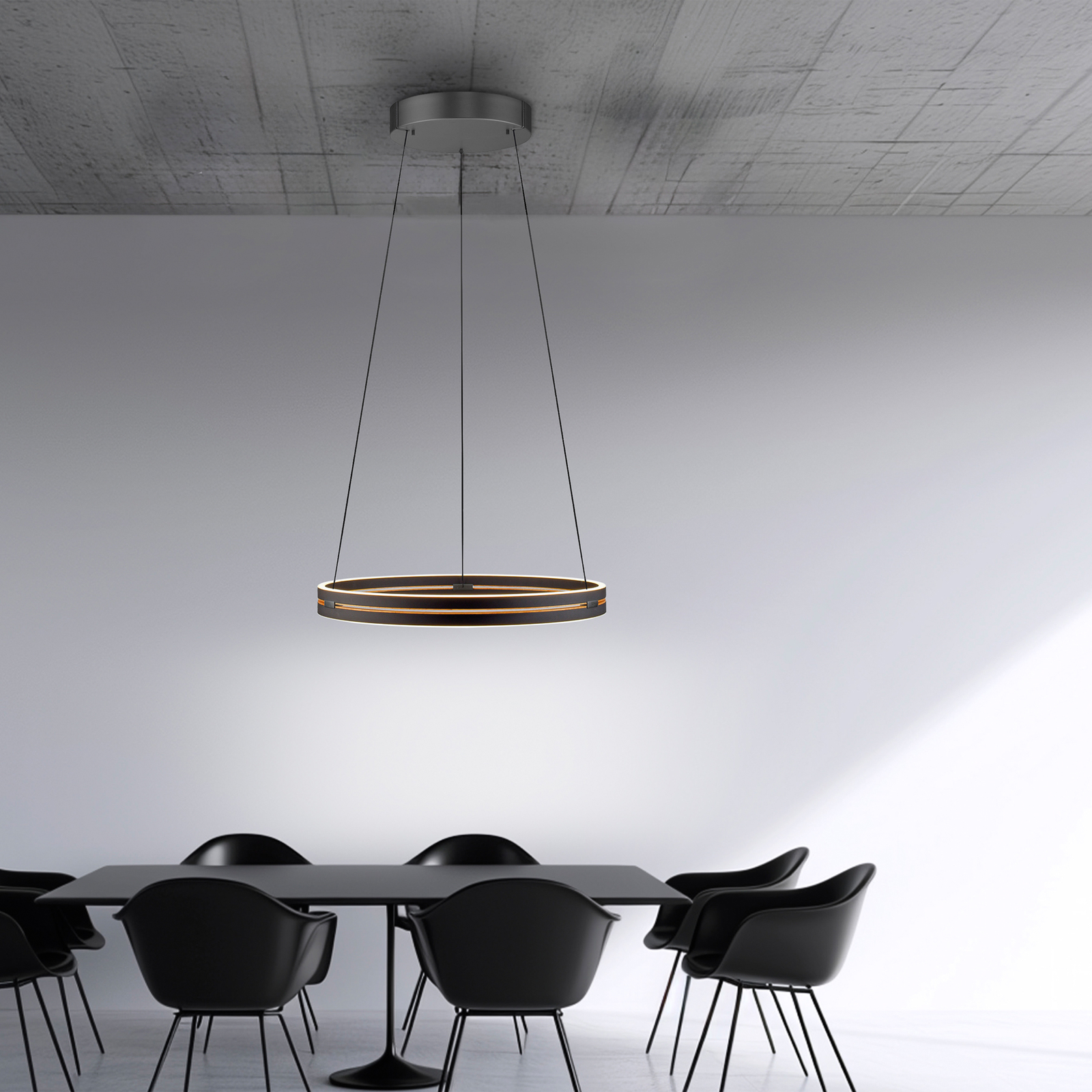 E-Loop LED-Hängelampe oak/black pearl, Ø70cm Alu, CCT - PURE E-Loop LED-Hängelampe oak/black pearl, Ø70cm Alu, CCT - PURE
