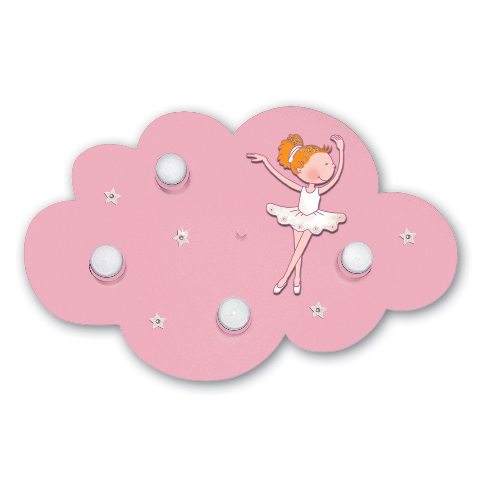Plafón nube ballerina rosa 4 luces