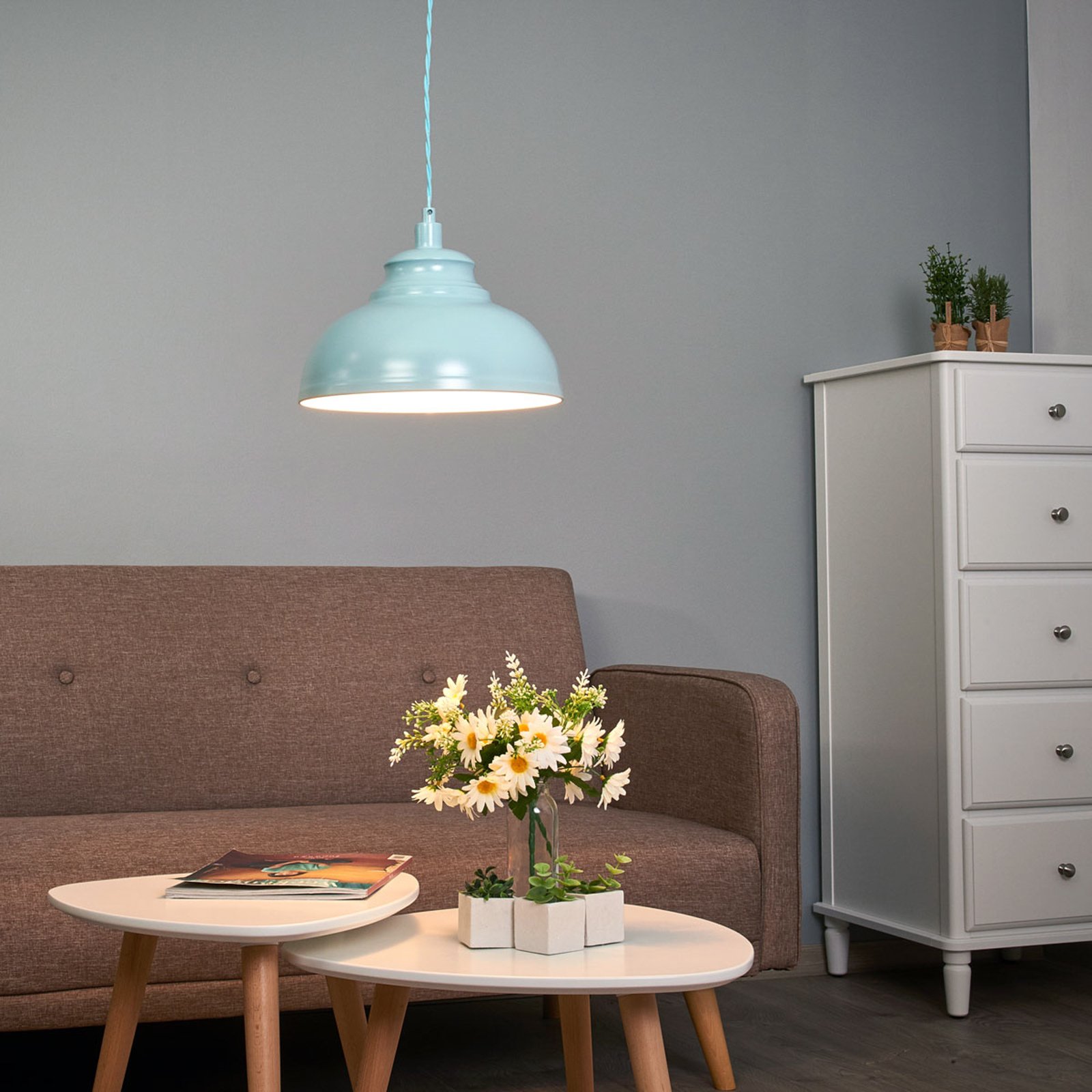 Isla - a hanging light in a soft blue colour