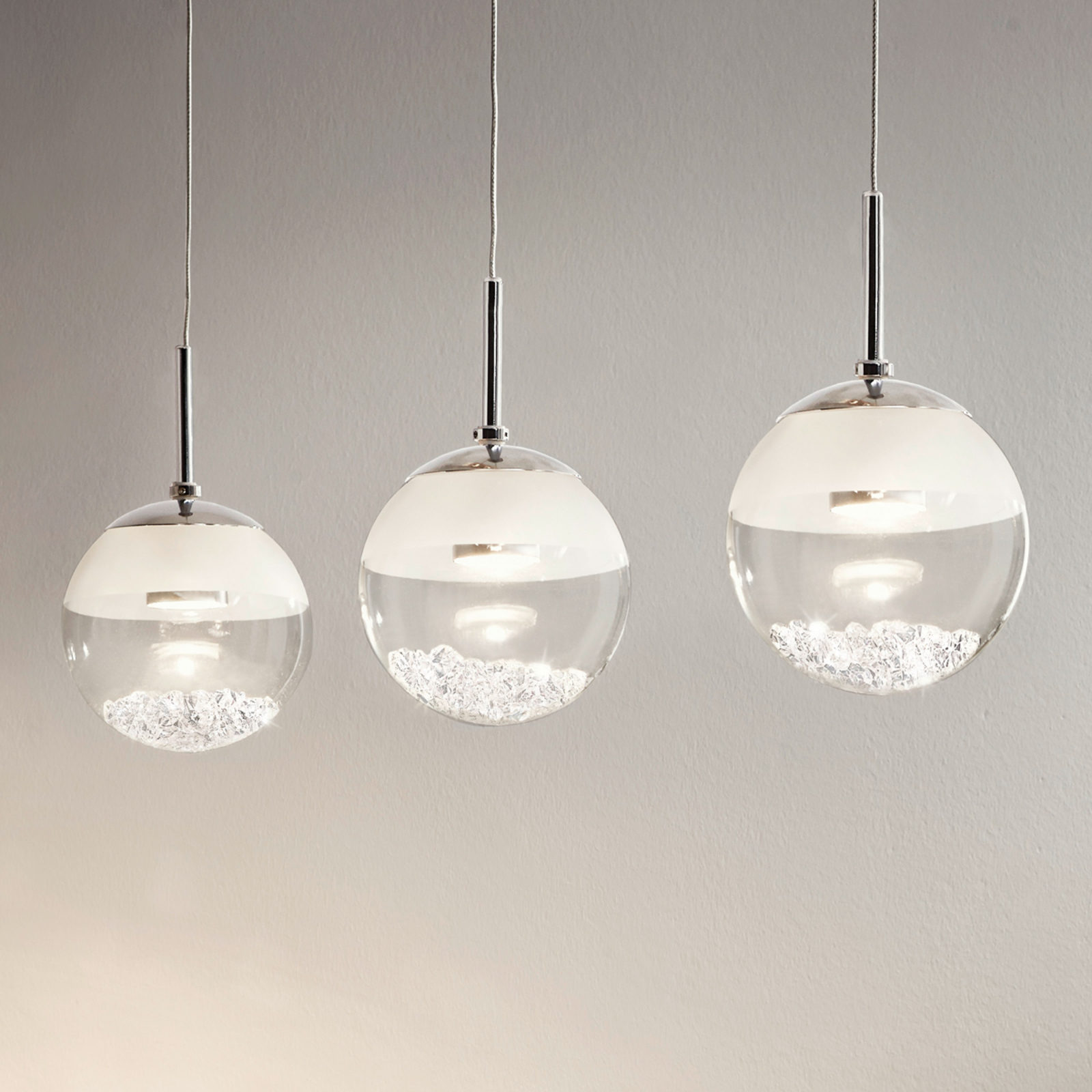 EGLO Elongated Montefio LED Pendant Lamp with Crystal, for Living / Dining Room, Metal, glass, crystal, 5 W, energy efficiency: A+, L: 87 cm