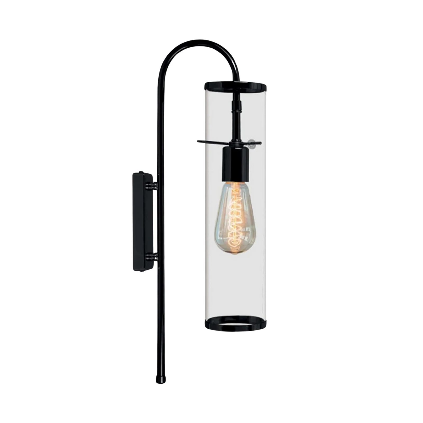 Sienas lampa Leona, melna, augstums 57 cm, metāls, E27